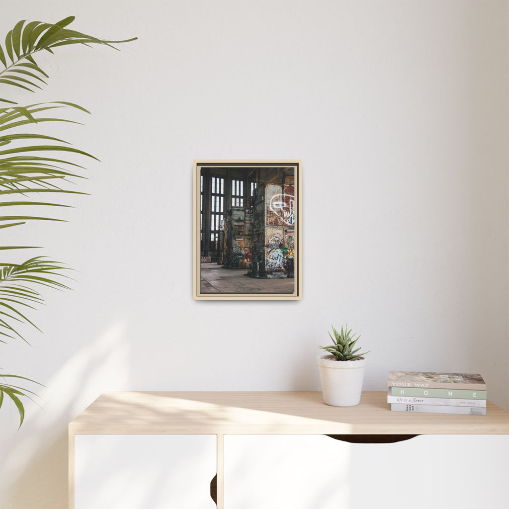 Urban Graffiti Ruins Matte Framed Canvas
