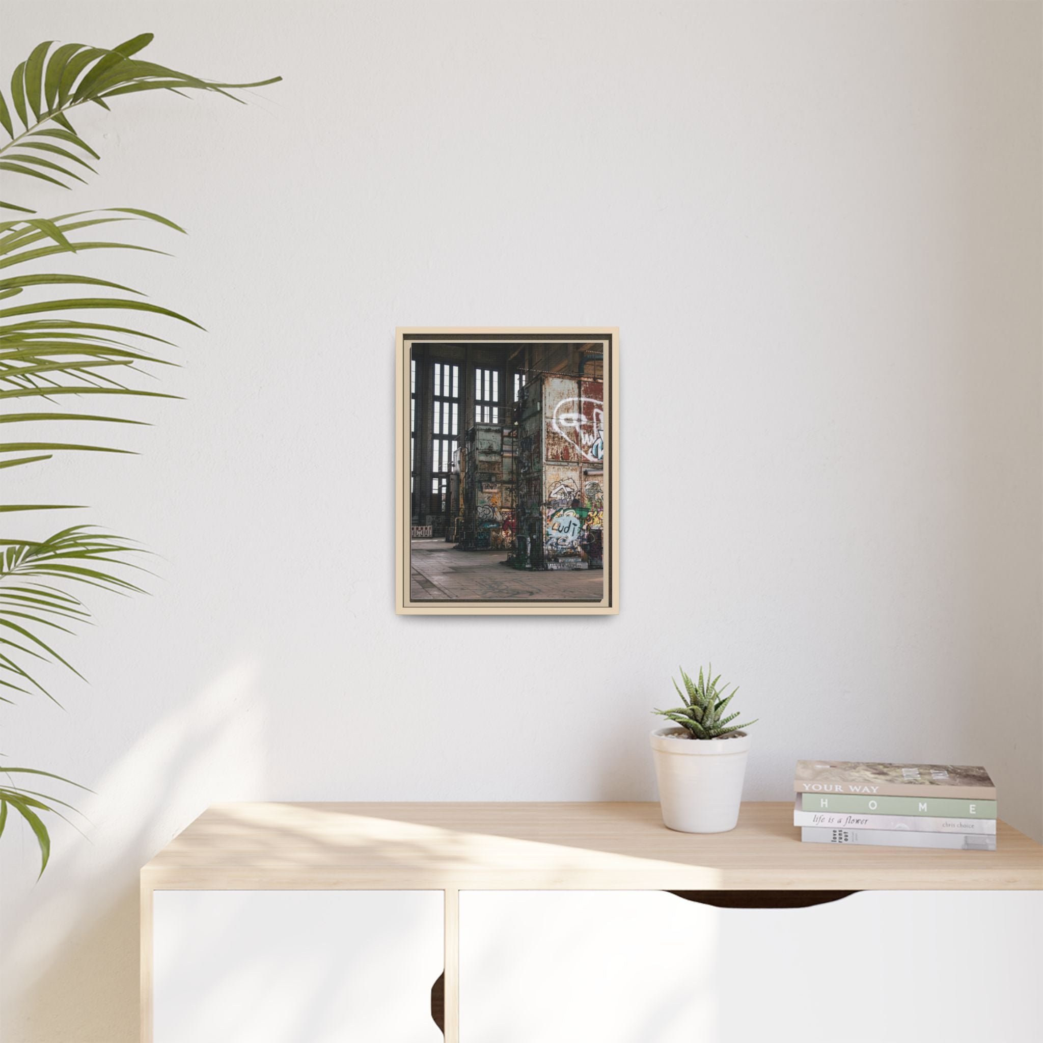Urban Graffiti Ruins Matte Framed Canvas