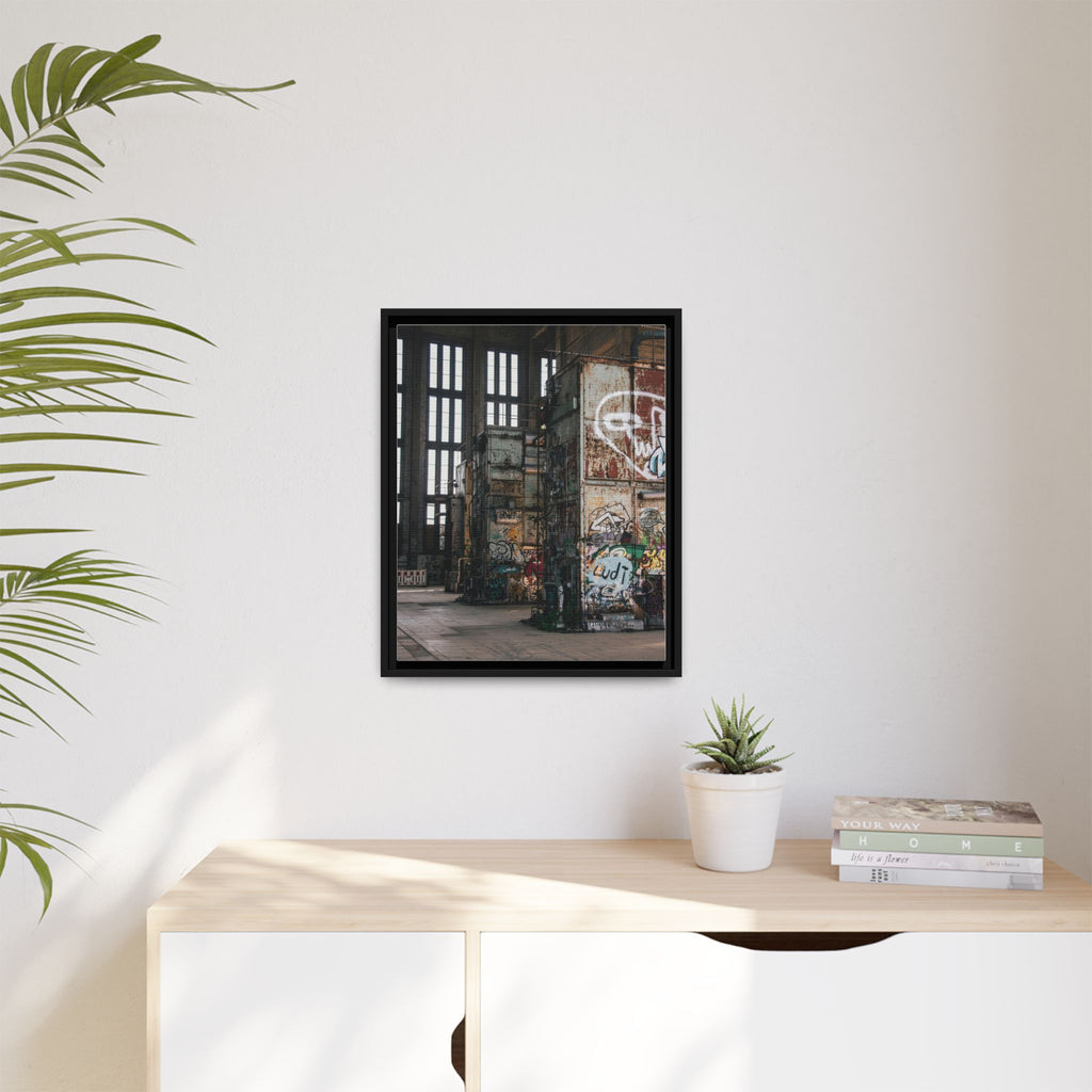 Urban Graffiti Ruins Matte Framed Canvas