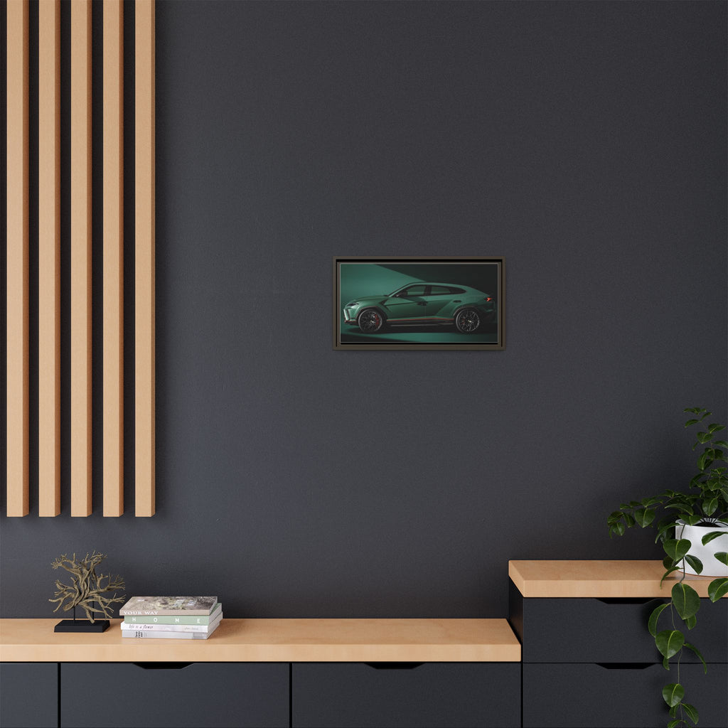 Framed Matte Canvas Print — Emerald Sports SUV Wall Art