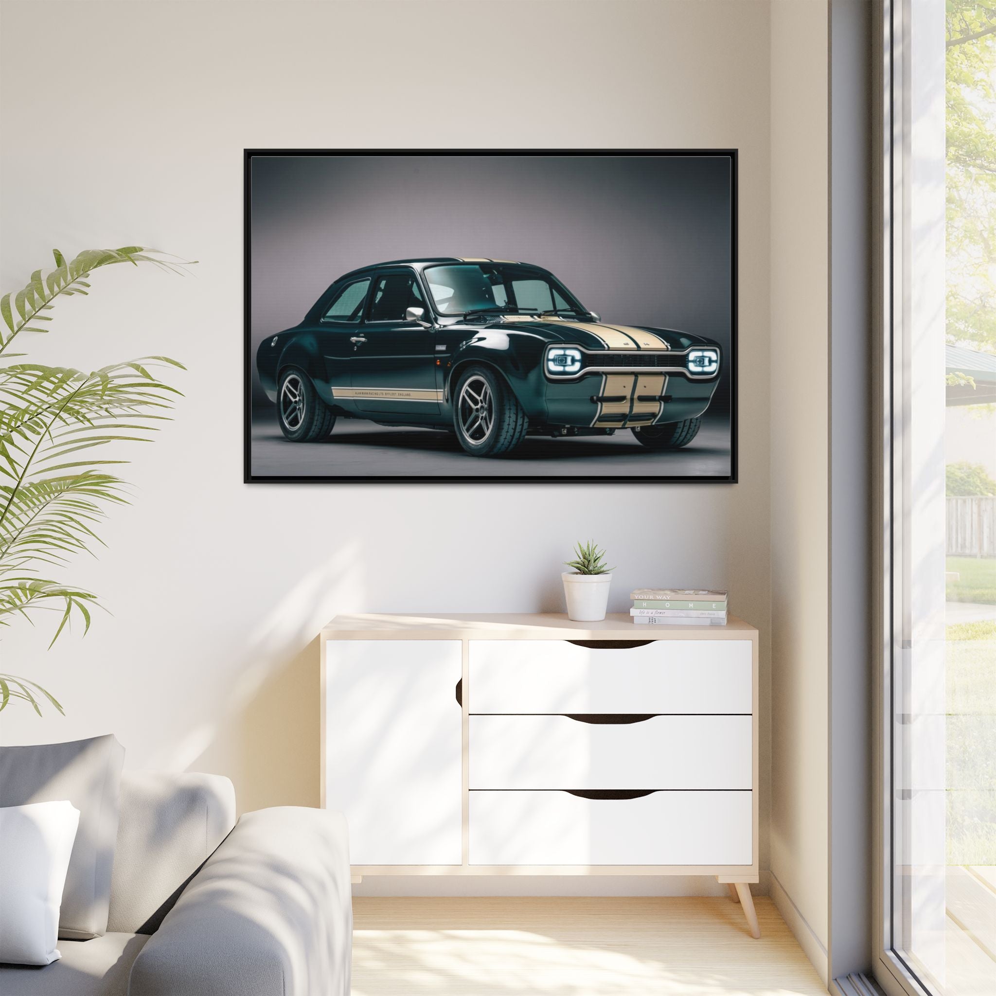 Framed Matte Canvas – Classic Retro Muscle Car Wall Art