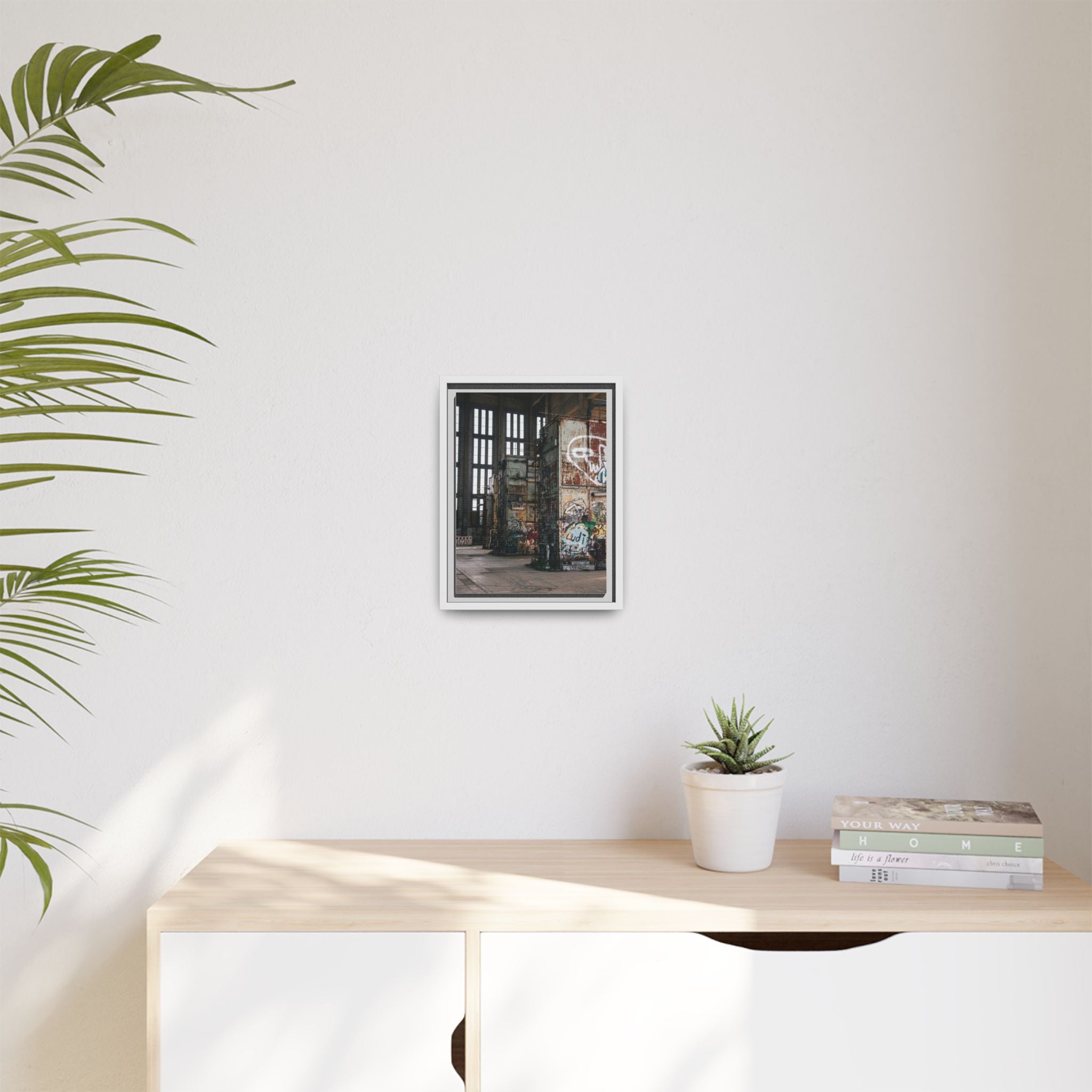Urban Graffiti Ruins Matte Framed Canvas