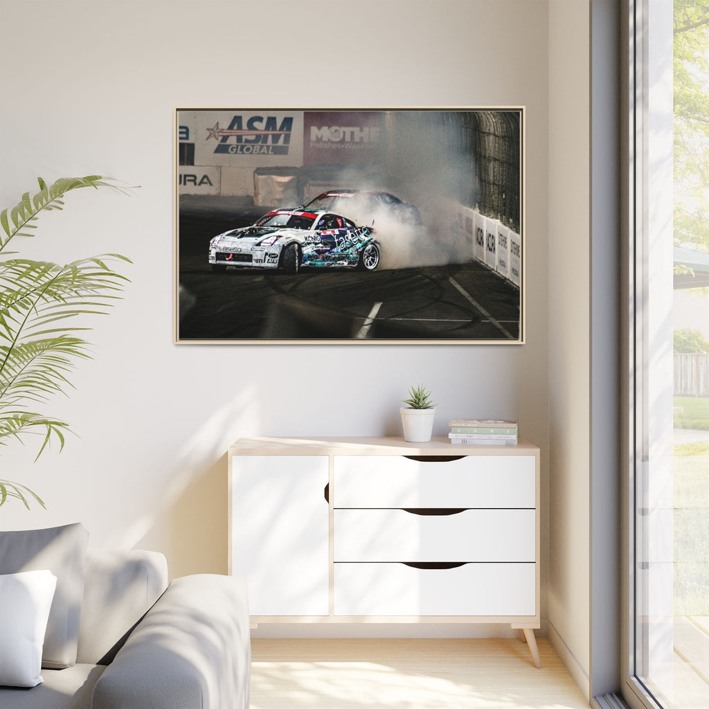 Drift Racing Canvas Print — Framed Matte Automotive Wall Art