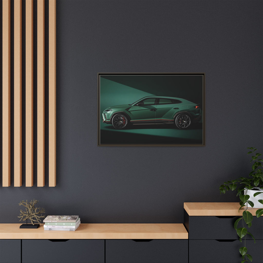 Framed Matte Canvas Print — Emerald Sports SUV Wall Art