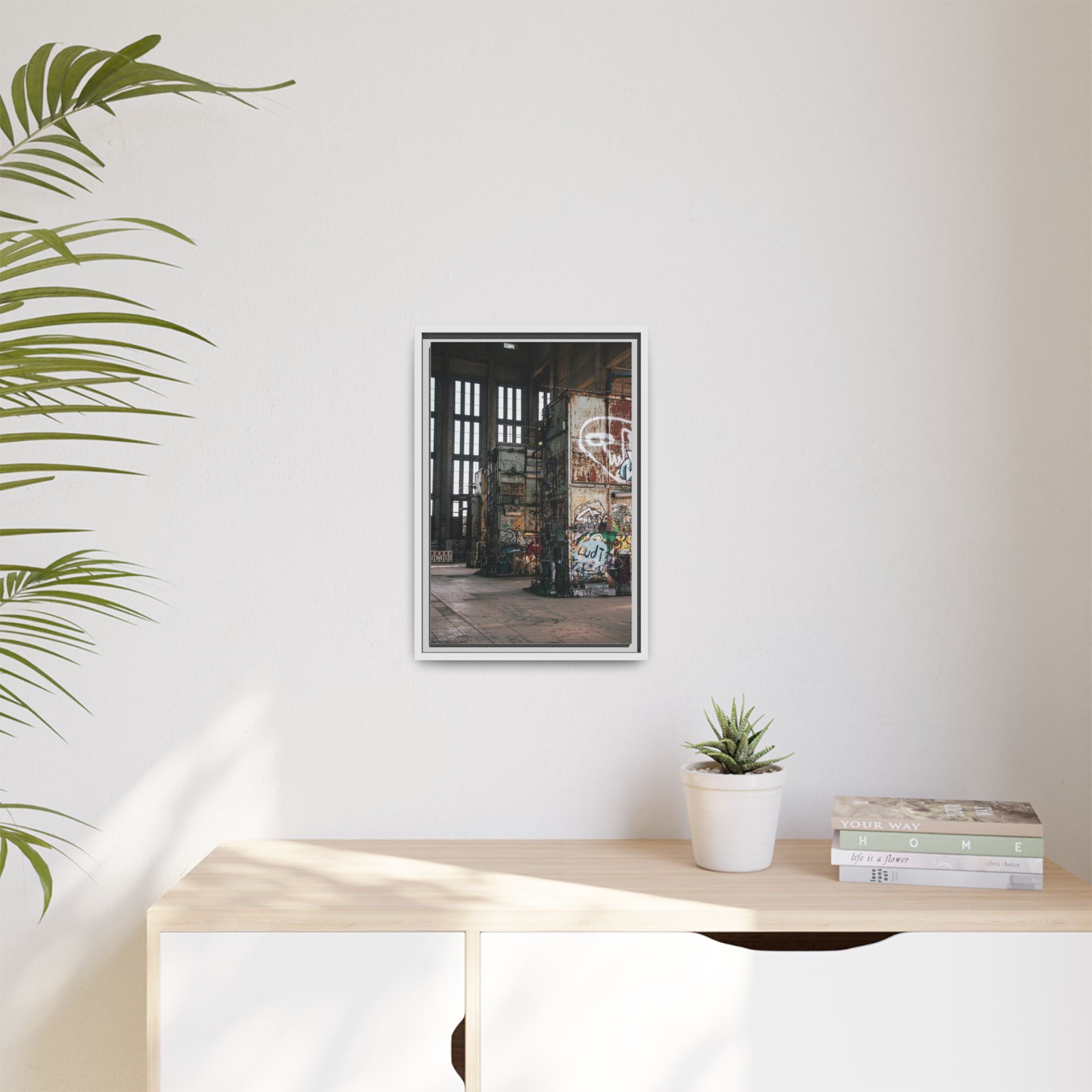 Urban Graffiti Ruins Matte Framed Canvas