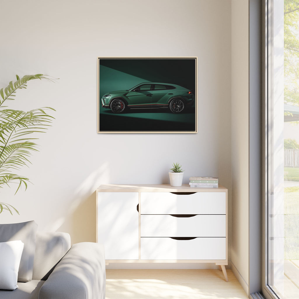 Framed Matte Canvas Print — Emerald Sports SUV Wall Art