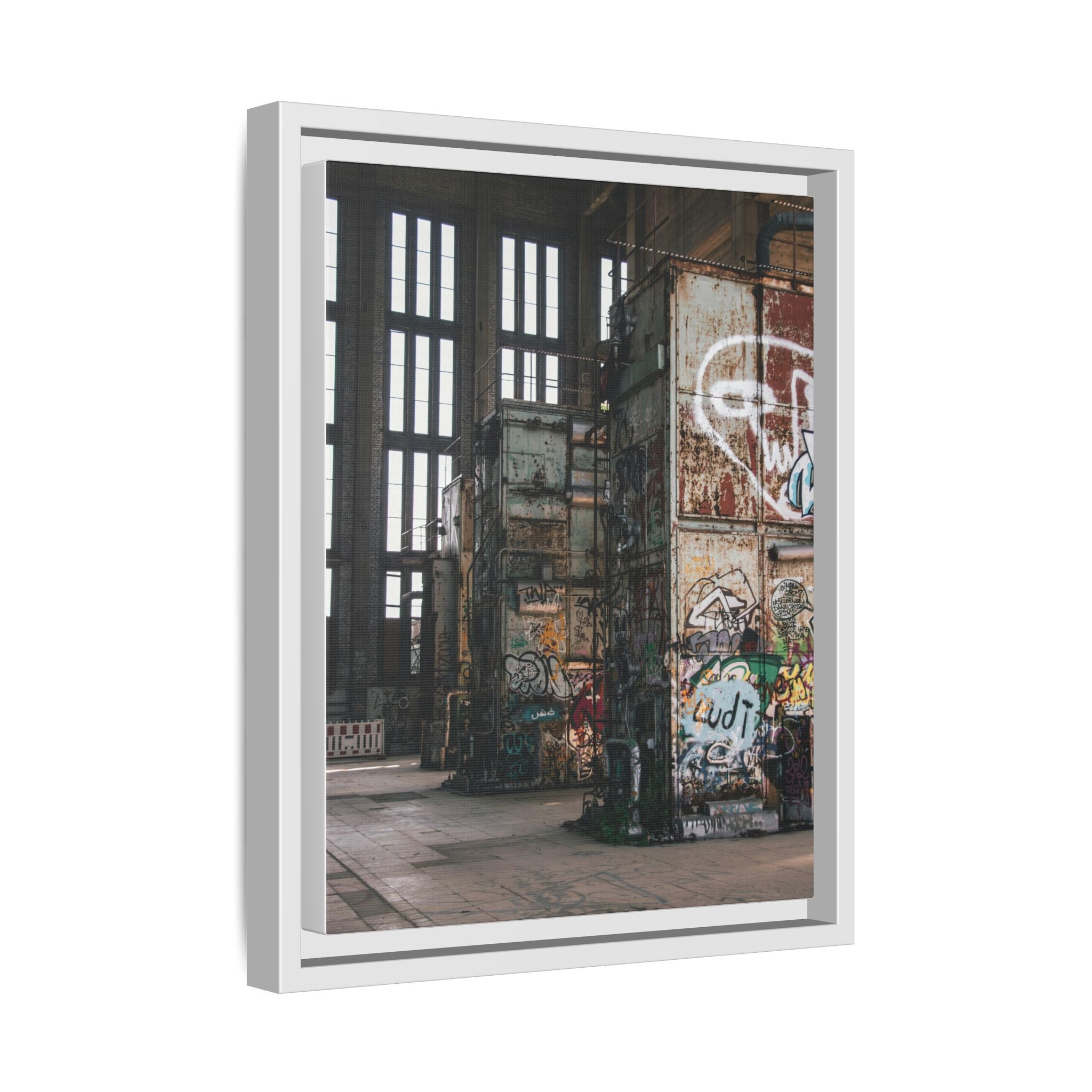 Urban Graffiti Ruins Matte Framed Canvas