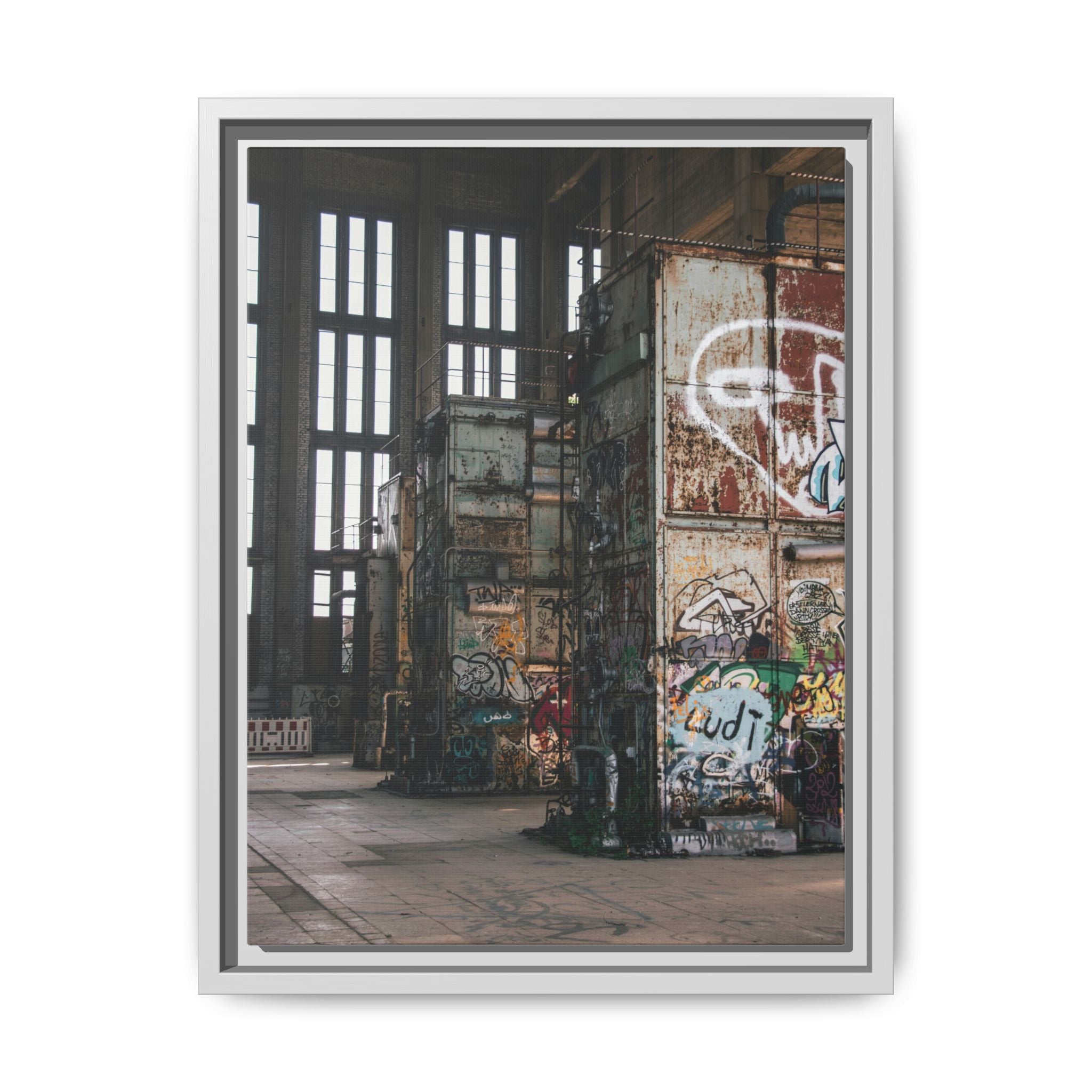 Urban Graffiti Ruins Matte Framed Canvas