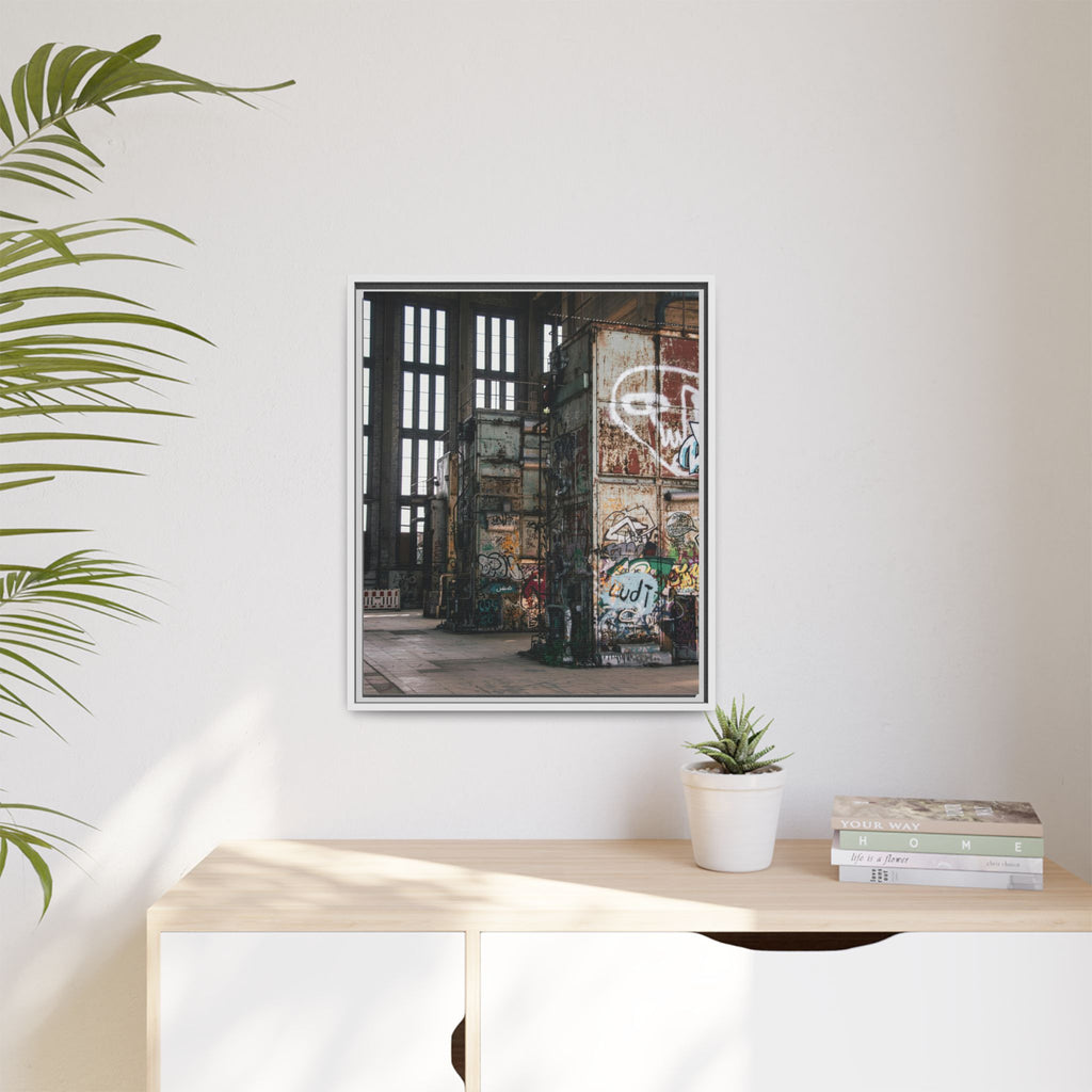 Urban Graffiti Ruins Matte Framed Canvas