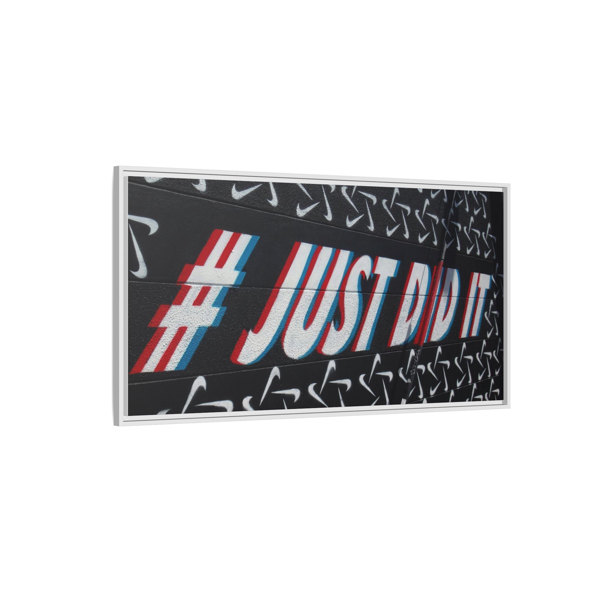 Framed Matte Canvas “#JUST DID IT” Street Art Print