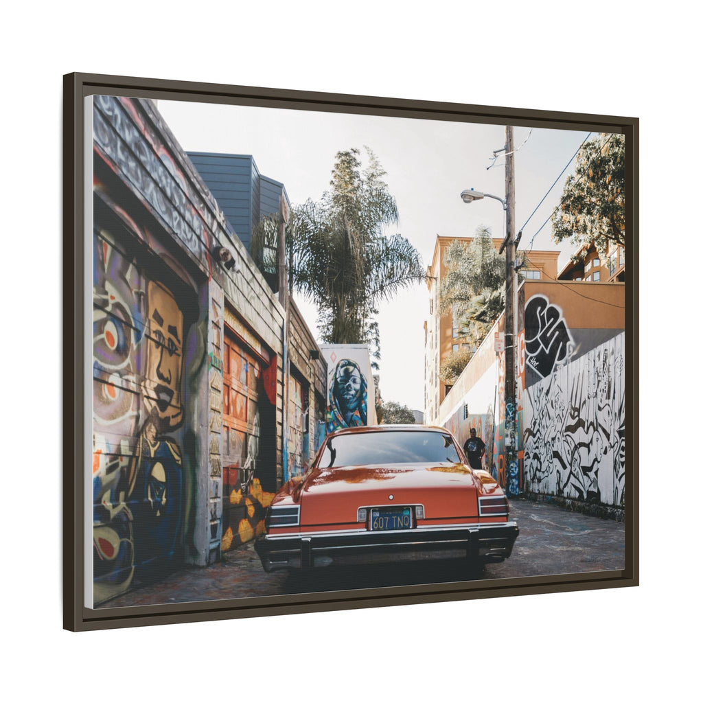 Vintage Chevrolet in Graffiti Alley — Framed Matte Canvas Wall Art