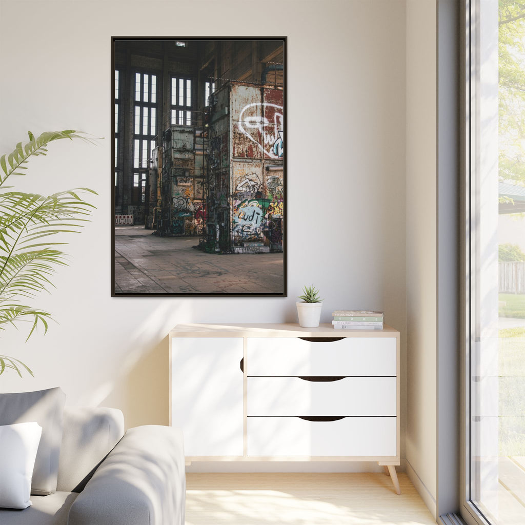 Urban Graffiti Ruins Matte Framed Canvas