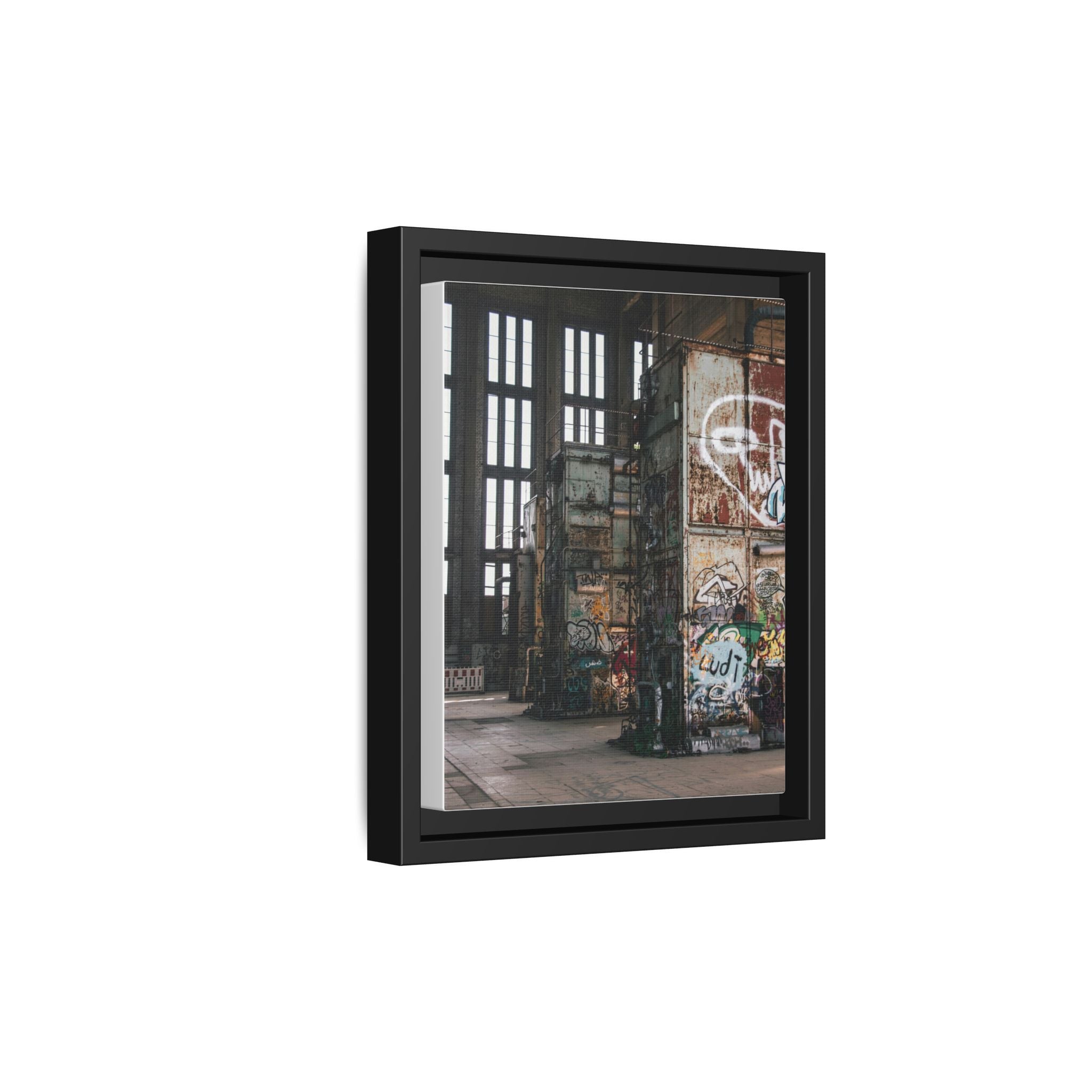 Urban Graffiti Ruins Matte Framed Canvas