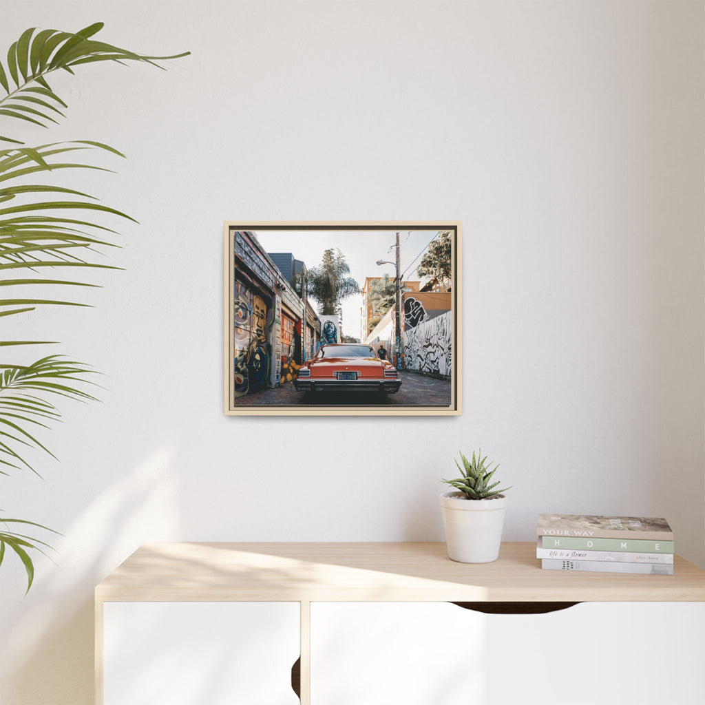 Vintage Chevrolet in Graffiti Alley — Framed Matte Canvas Wall Art