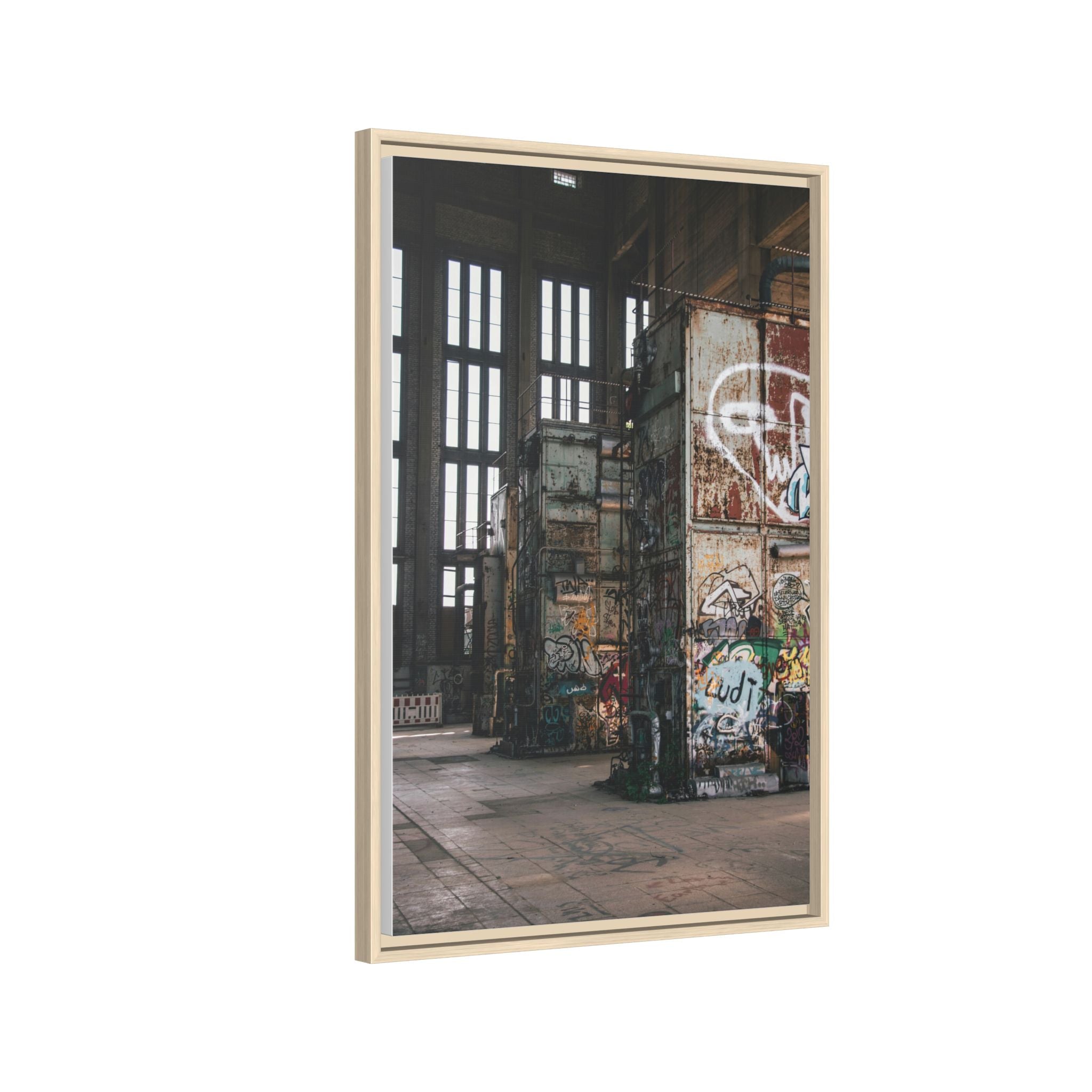 Urban Graffiti Ruins Matte Framed Canvas
