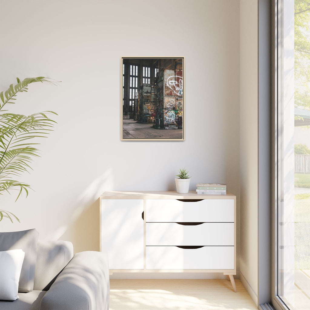 Urban Graffiti Ruins Matte Framed Canvas