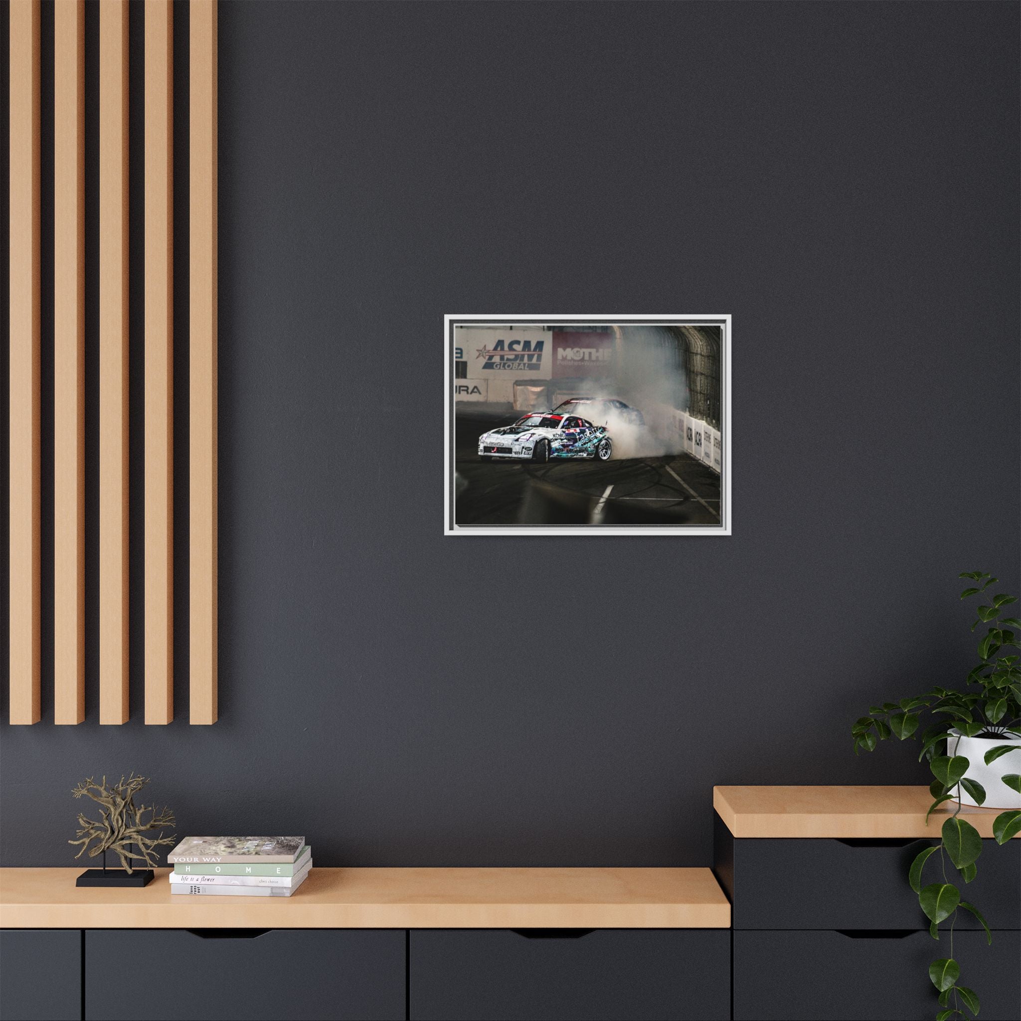 Drift Racing Canvas Print — Framed Matte Automotive Wall Art
