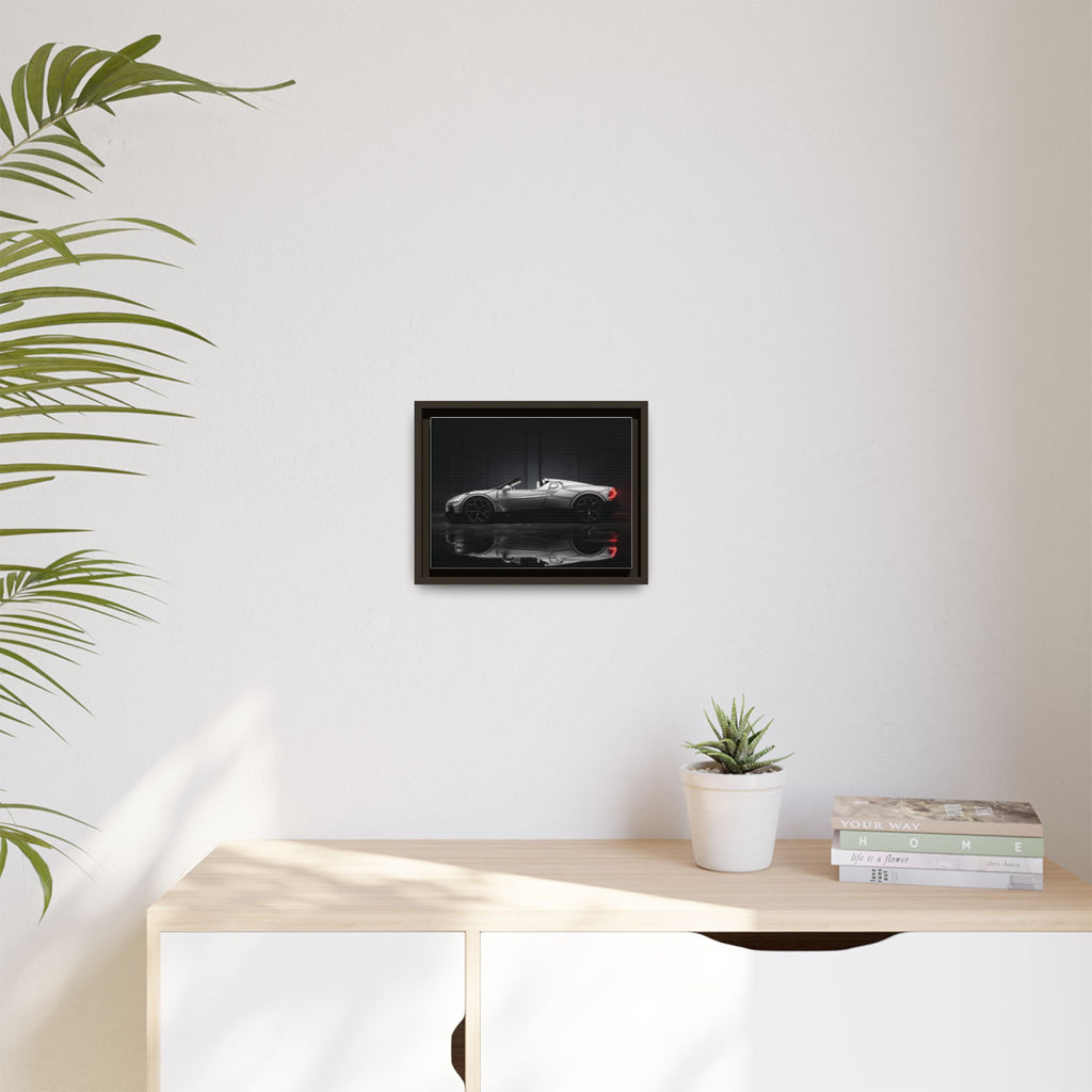 Framed Matte Canvas: Sleek Sports Car Reflection Wall Art