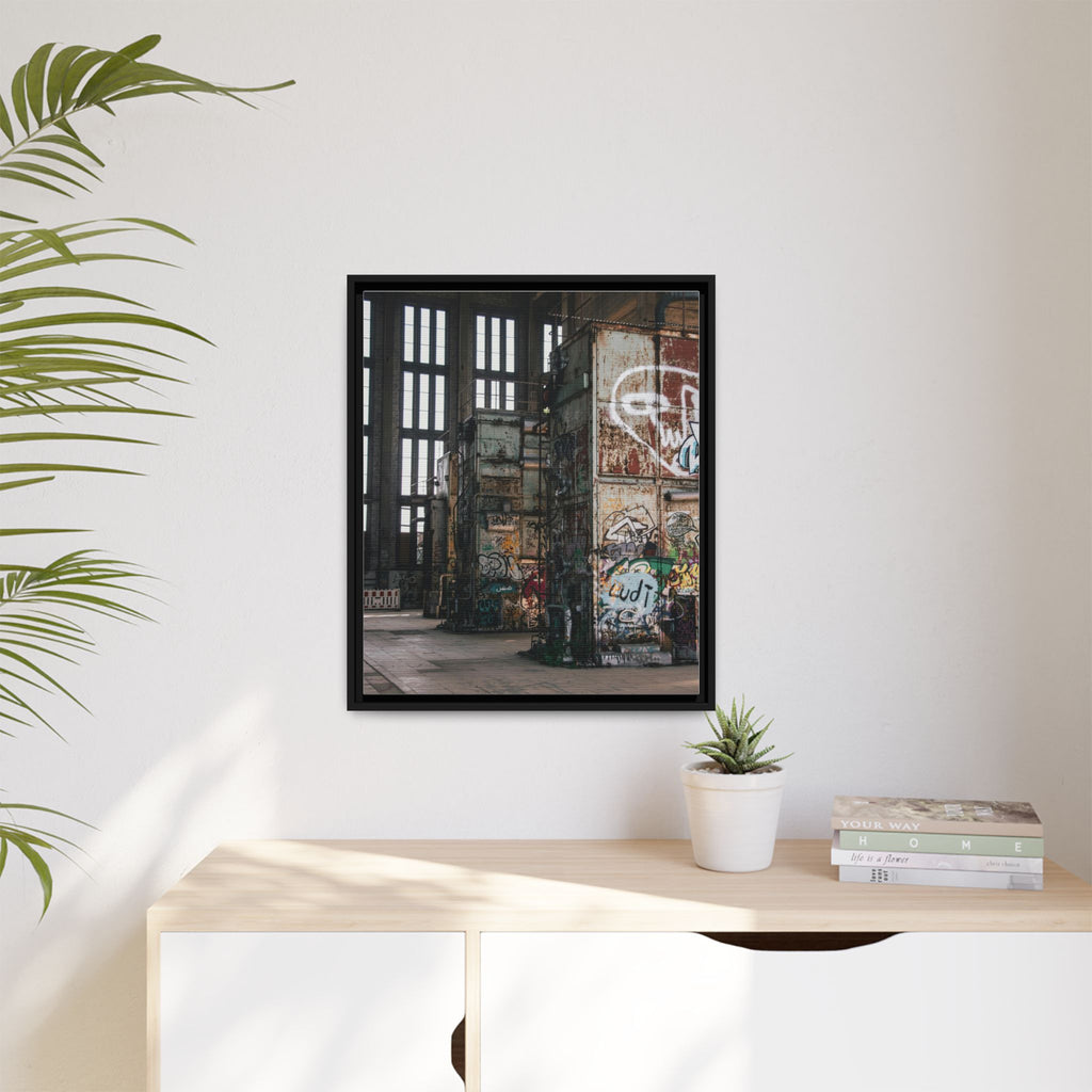 Urban Graffiti Ruins Matte Framed Canvas