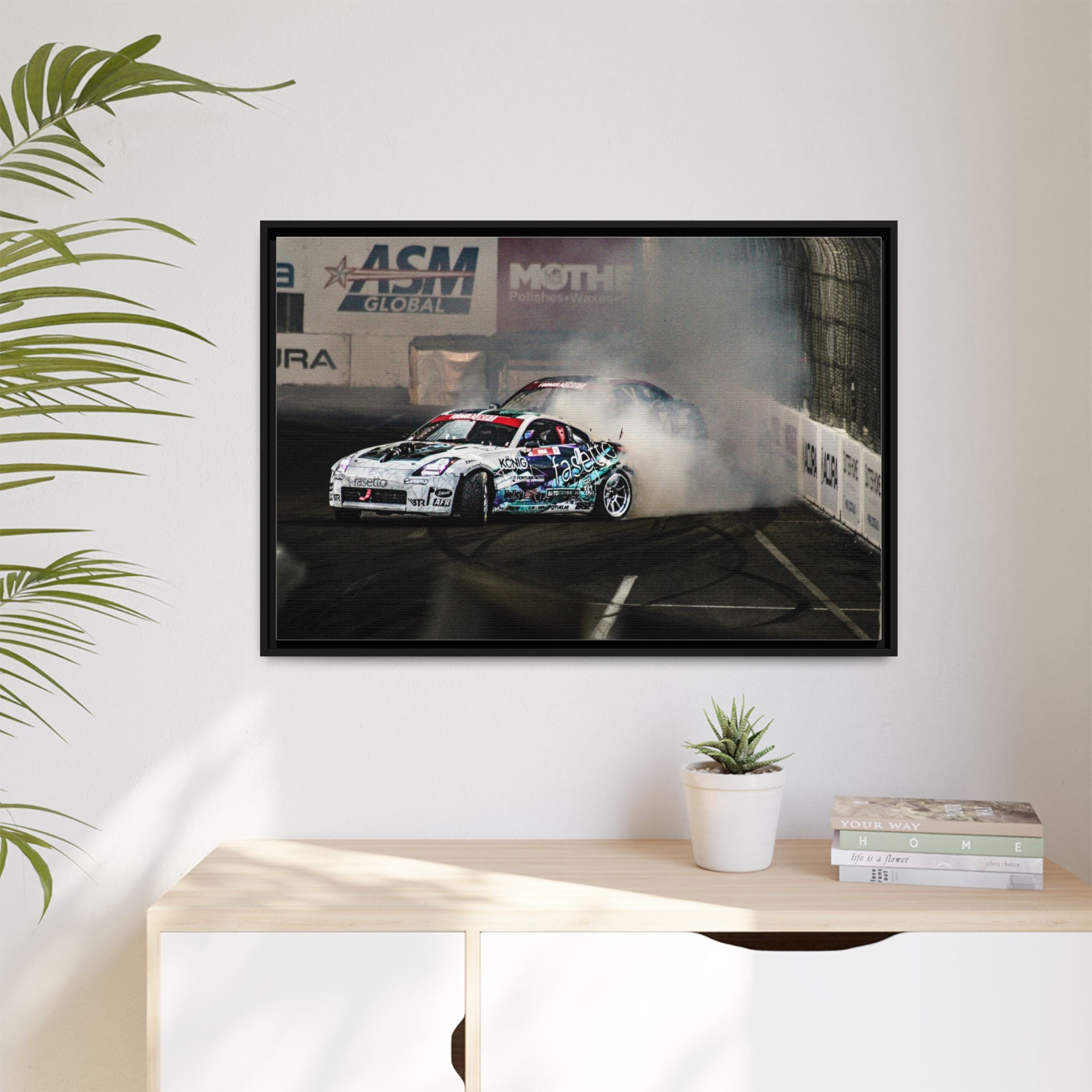 Drift Racing Canvas Print — Framed Matte Automotive Wall Art
