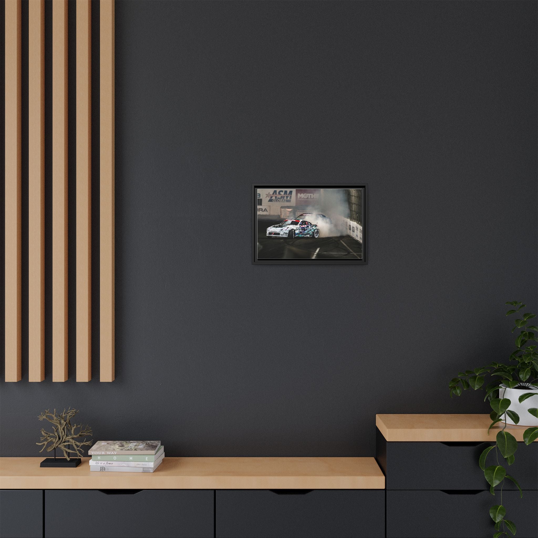 Drift Racing Canvas Print — Framed Matte Automotive Wall Art