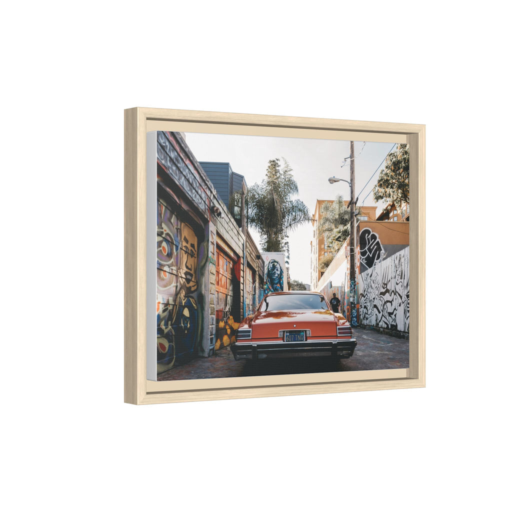 Vintage Chevrolet in Graffiti Alley — Framed Matte Canvas Wall Art