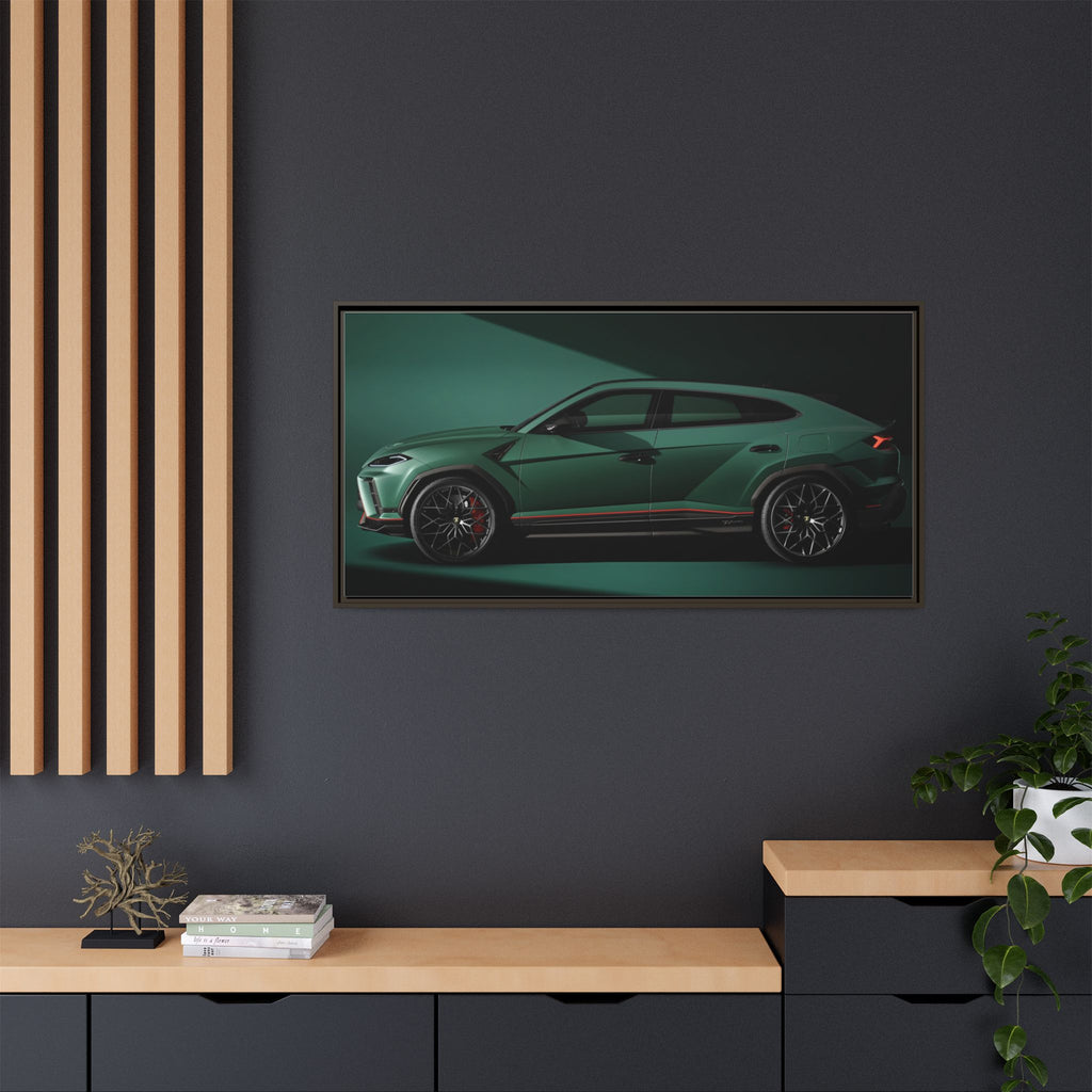Framed Matte Canvas Print — Emerald Sports SUV Wall Art