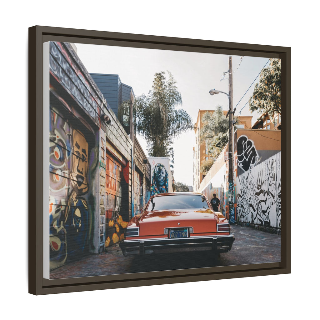 Vintage Chevrolet in Graffiti Alley — Framed Matte Canvas Wall Art