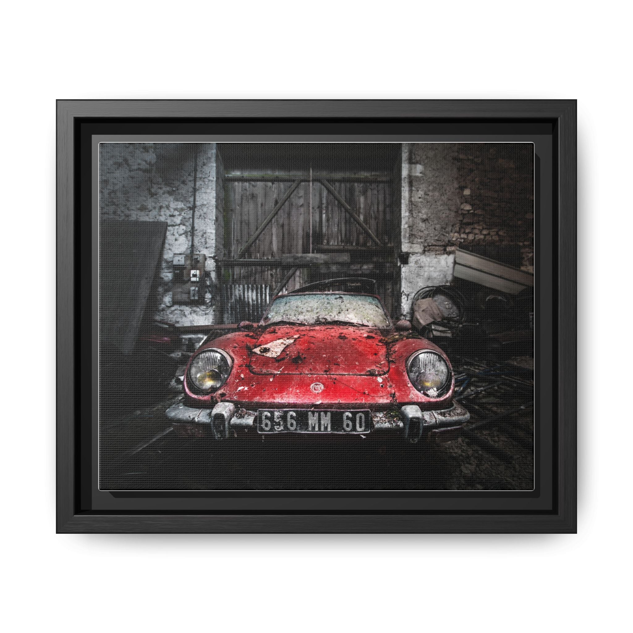 Vintage Red Sports Car Matte Canvas Art — Framed Automotive Wall Decor
