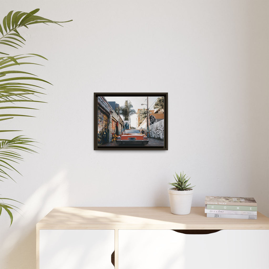 Vintage Chevrolet in Graffiti Alley — Framed Matte Canvas Wall Art