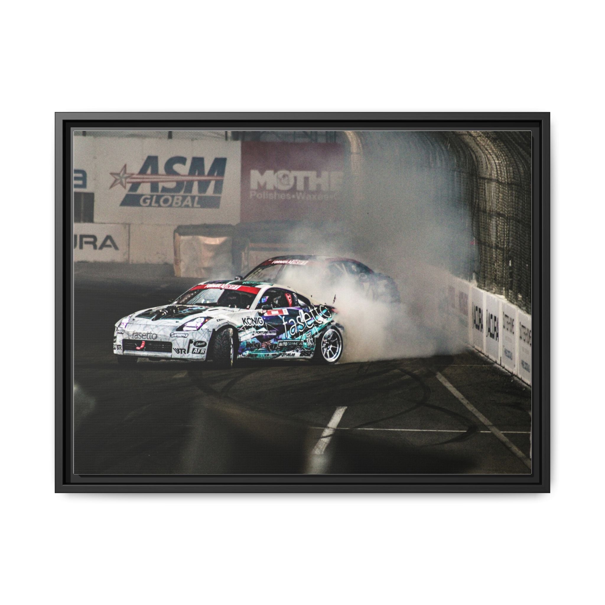 Drift Racing Canvas Print — Framed Matte Automotive Wall Art