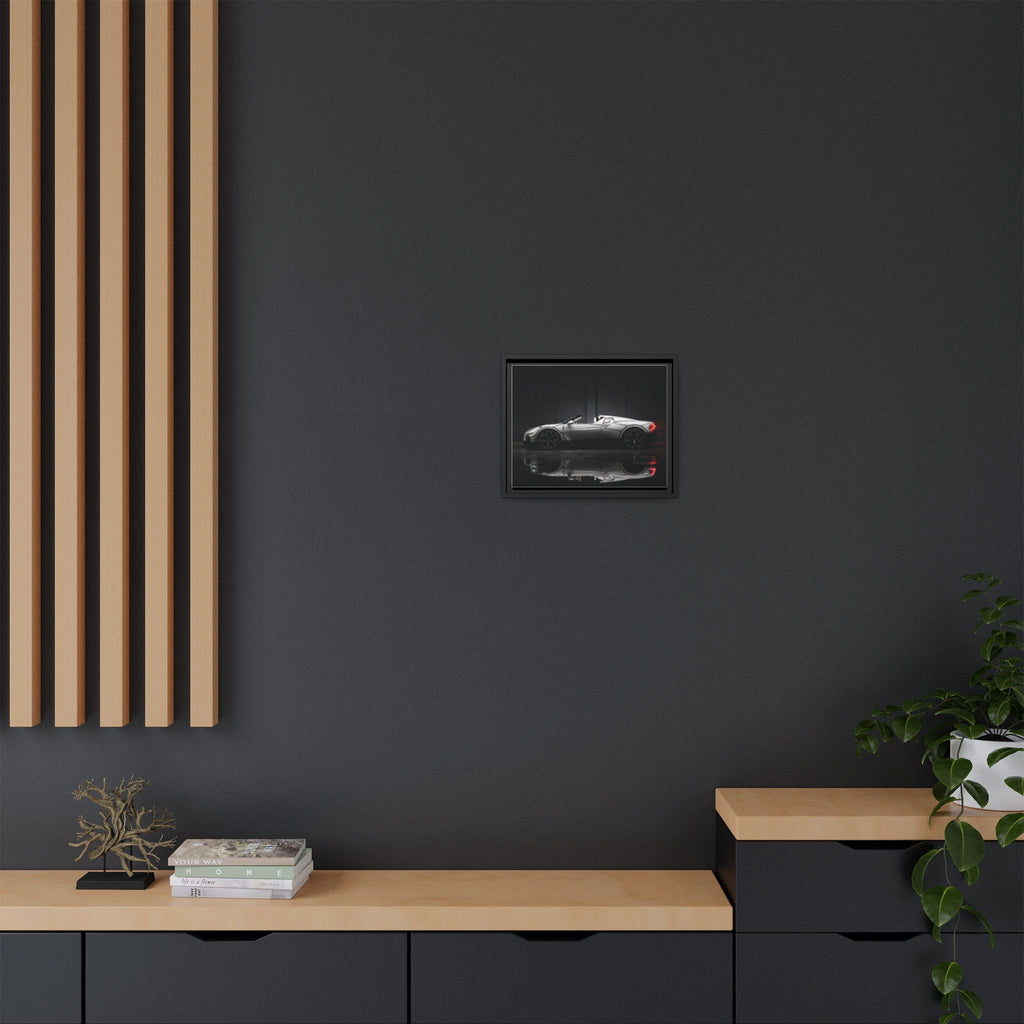 Framed Matte Canvas: Sleek Sports Car Reflection Wall Art