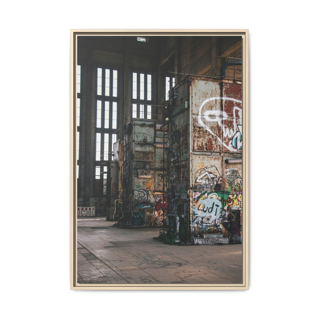 Urban Graffiti Ruins Matte Framed Canvas