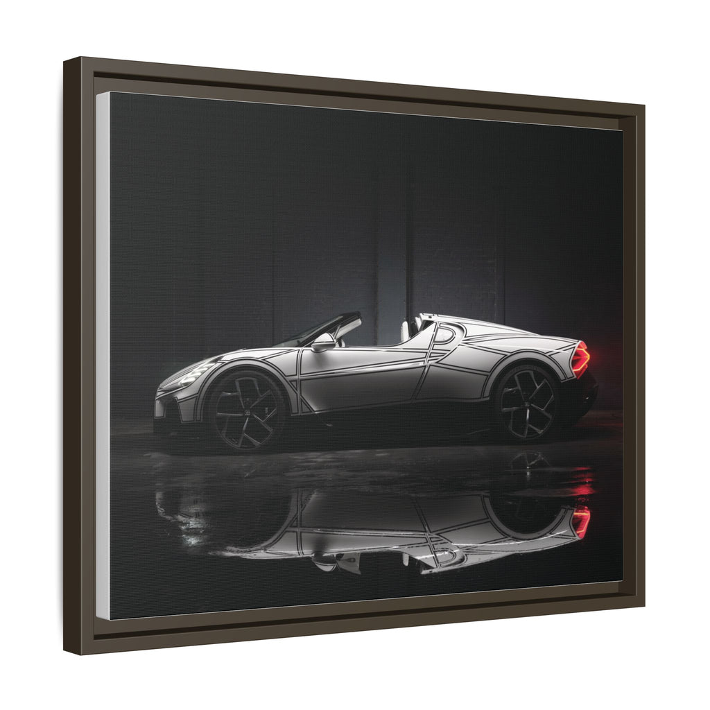 Framed Matte Canvas: Sleek Sports Car Reflection Wall Art