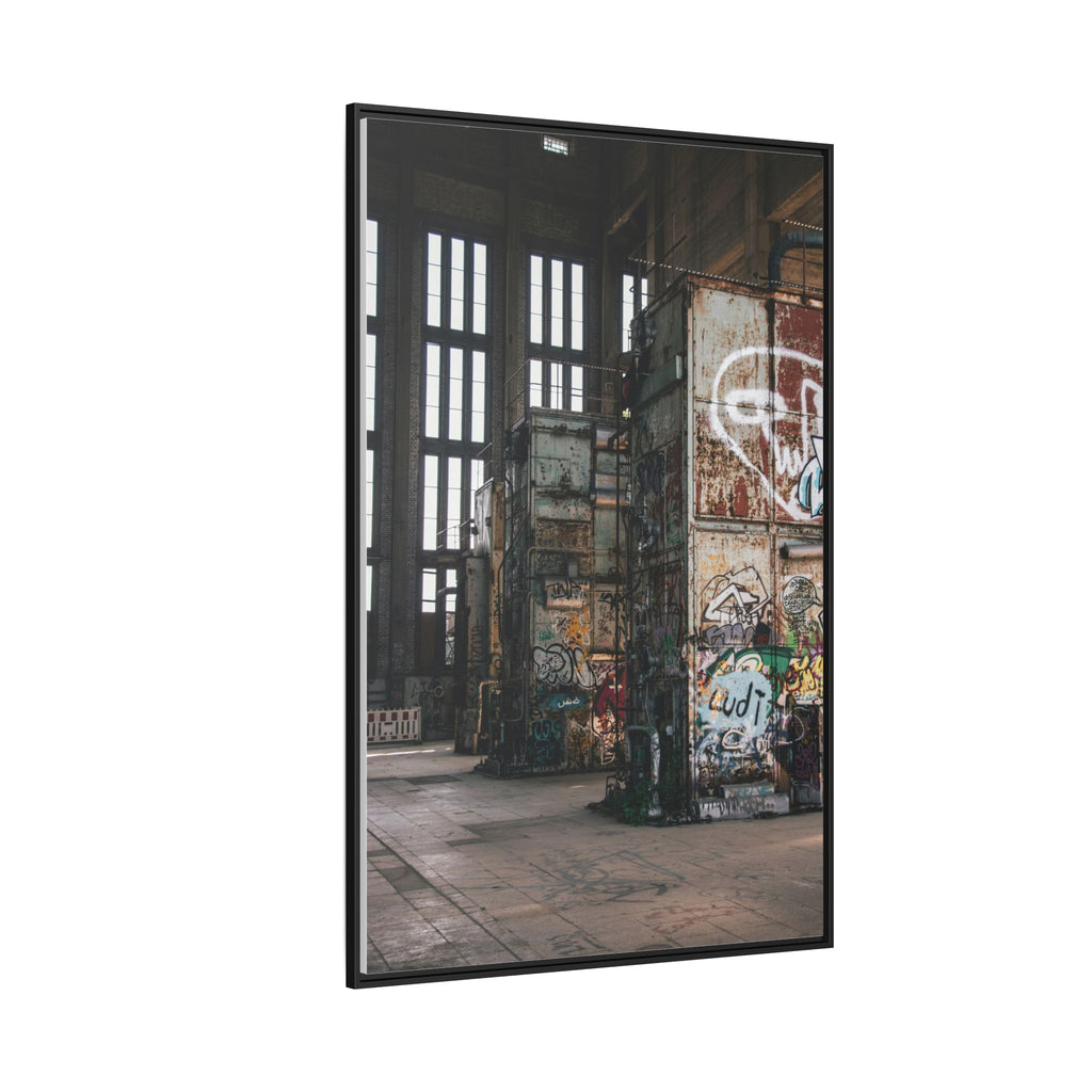 Urban Graffiti Ruins Matte Framed Canvas