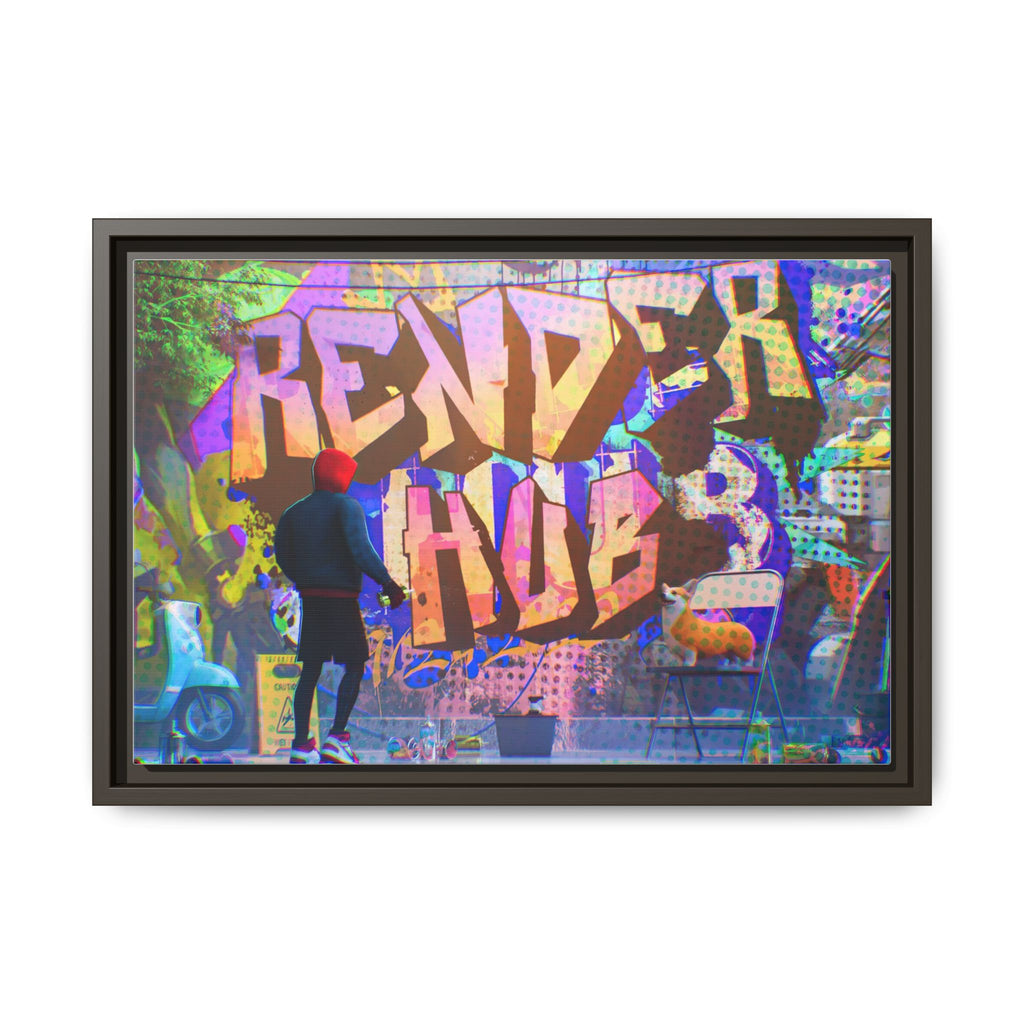 Graffiti Street Art Matte Canvas Framed Print — 'Render Hub' Urban Wall Decor