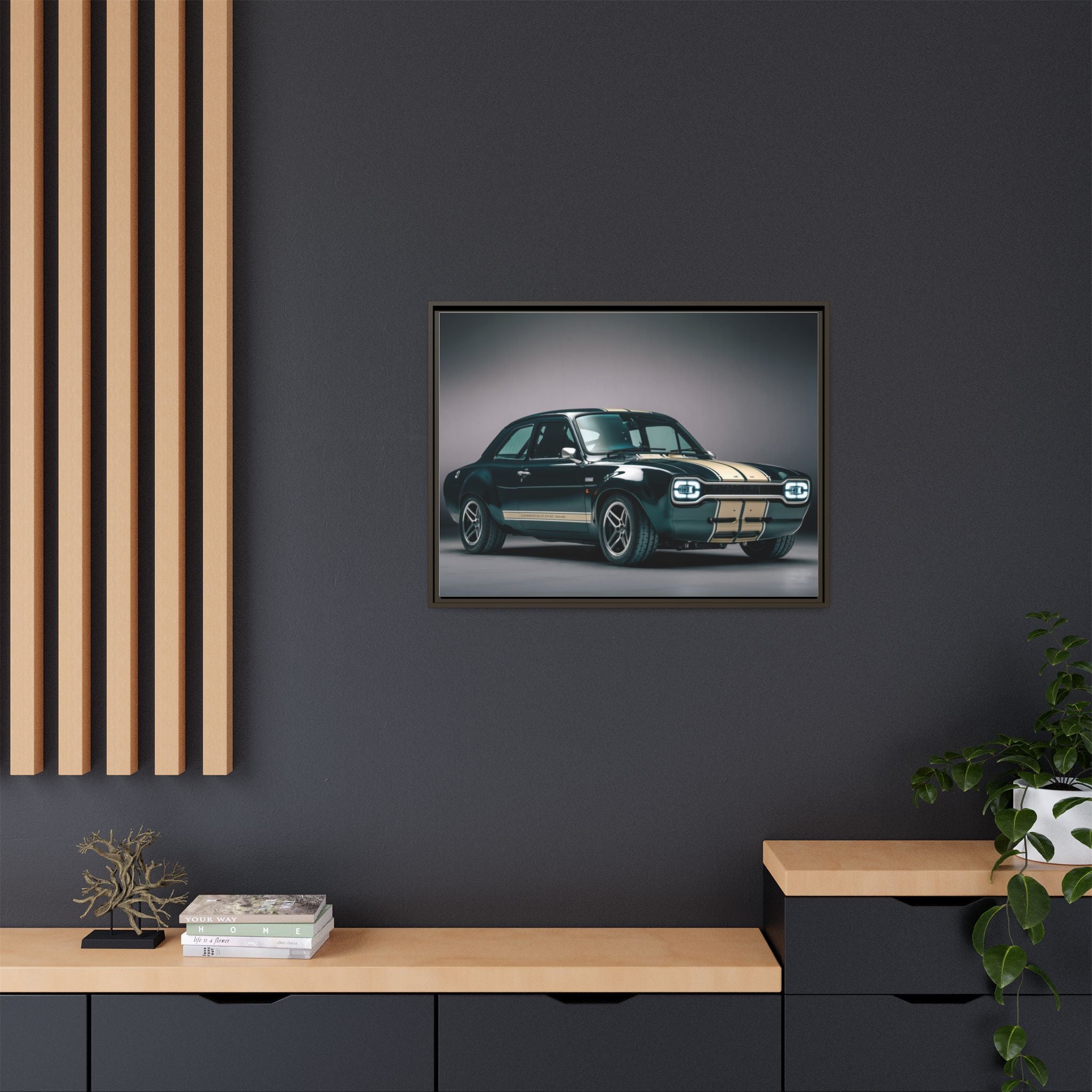 Framed Matte Canvas – Classic Retro Muscle Car Wall Art