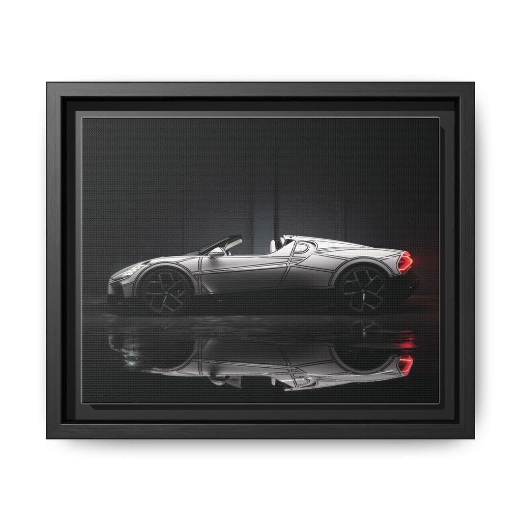Framed Matte Canvas: Sleek Sports Car Reflection Wall Art