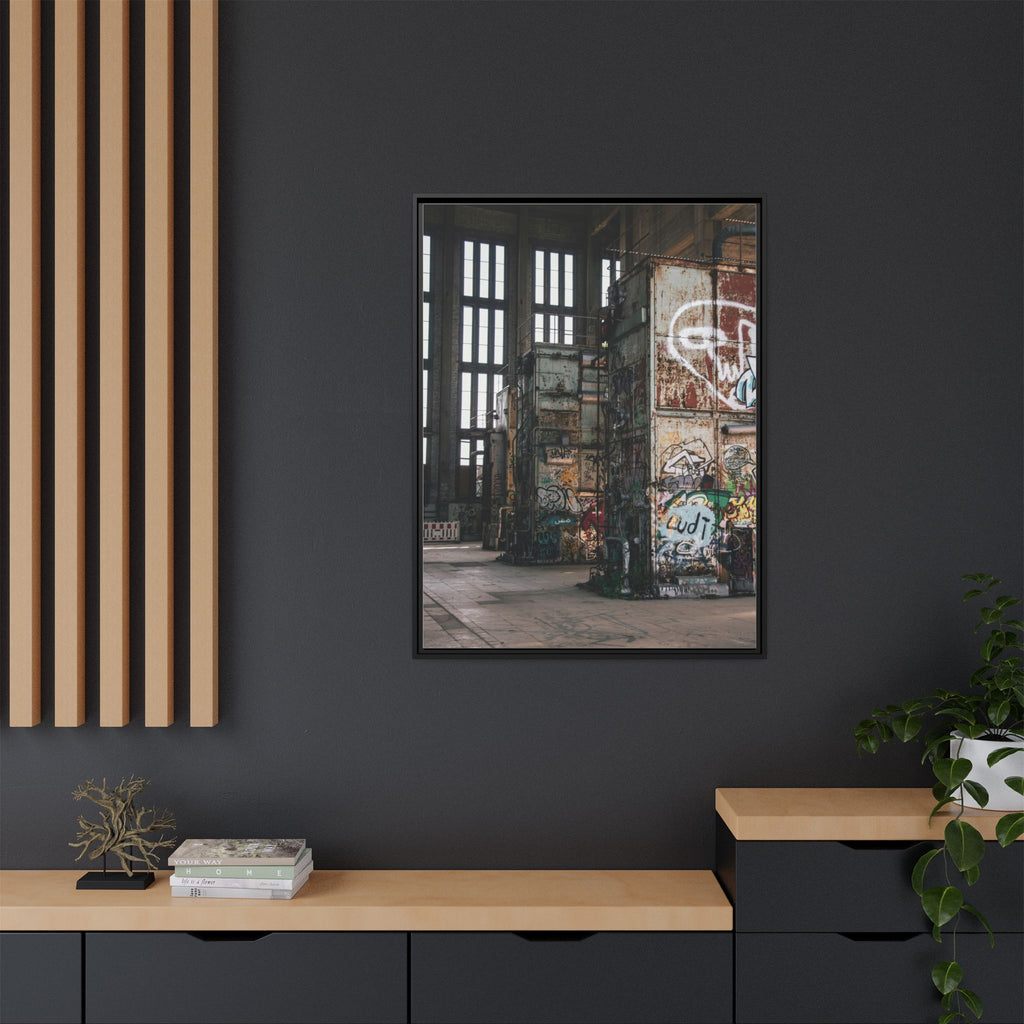Urban Graffiti Ruins Matte Framed Canvas