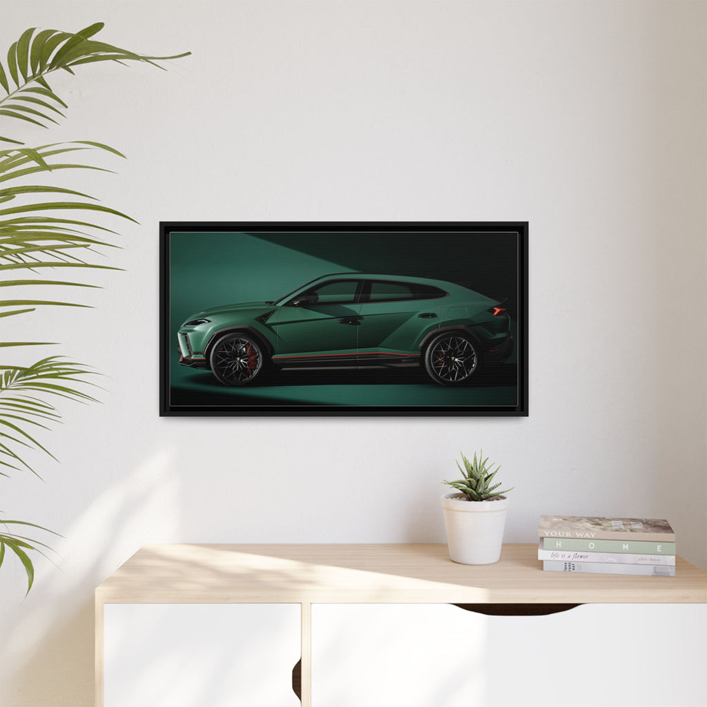 Framed Matte Canvas Print — Emerald Sports SUV Wall Art