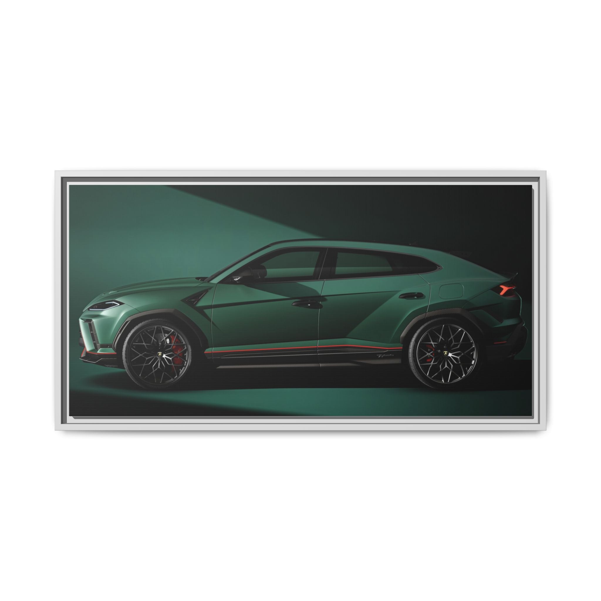 Framed Matte Canvas Print — Emerald Sports SUV Wall Art