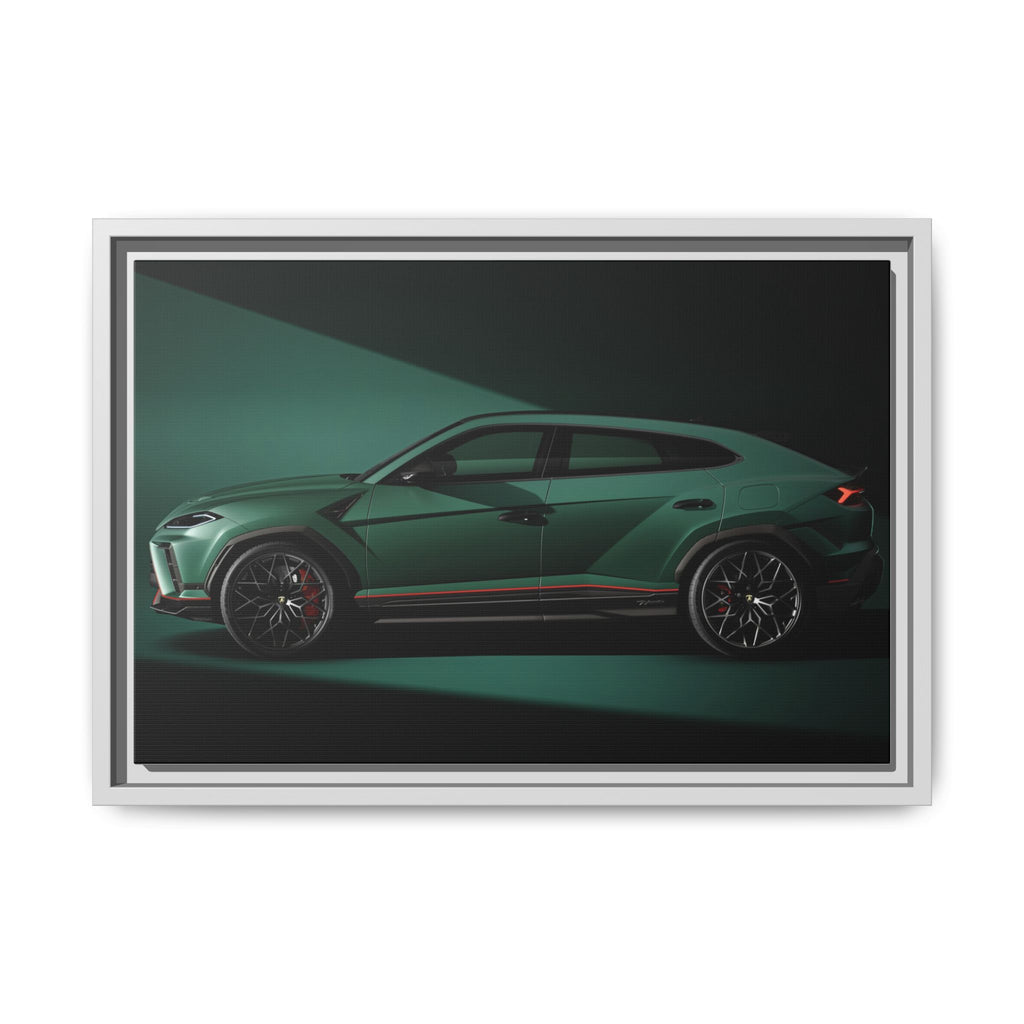 Framed Matte Canvas Print — Emerald Sports SUV Wall Art