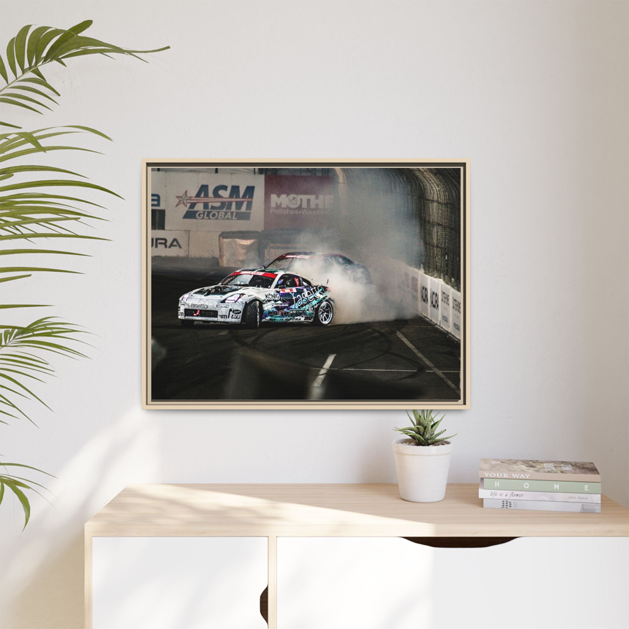 Drift Racing Canvas Print — Framed Matte Automotive Wall Art