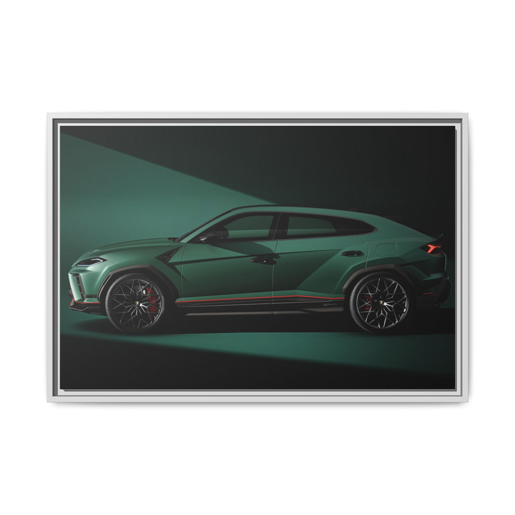Framed Matte Canvas Print — Emerald Sports SUV Wall Art