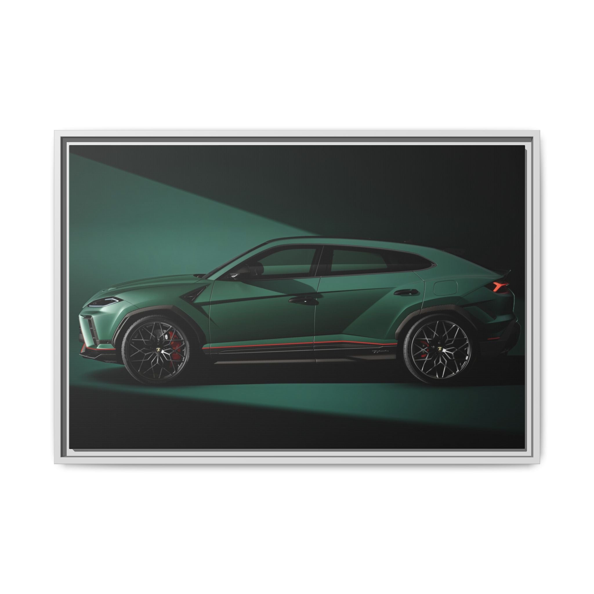 Framed Matte Canvas Print — Emerald Sports SUV Wall Art