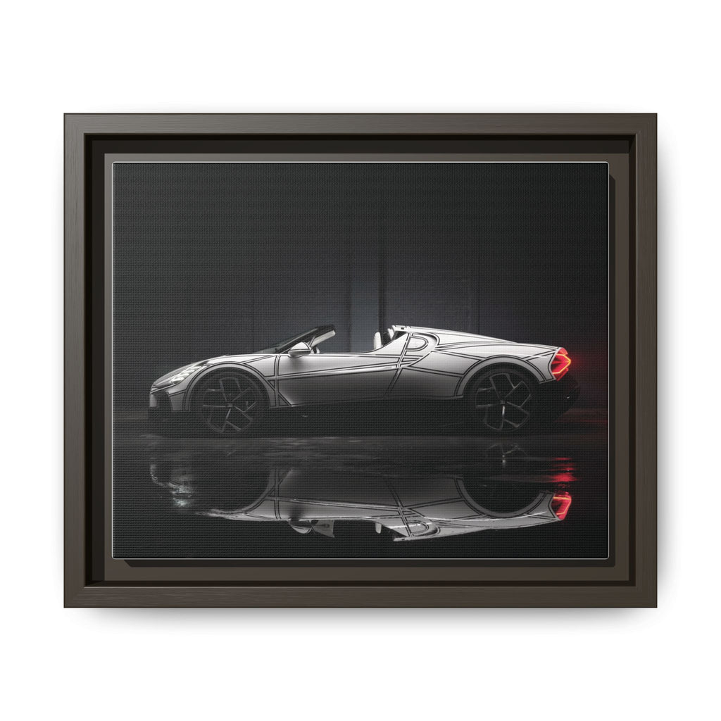 Framed Matte Canvas: Sleek Sports Car Reflection Wall Art