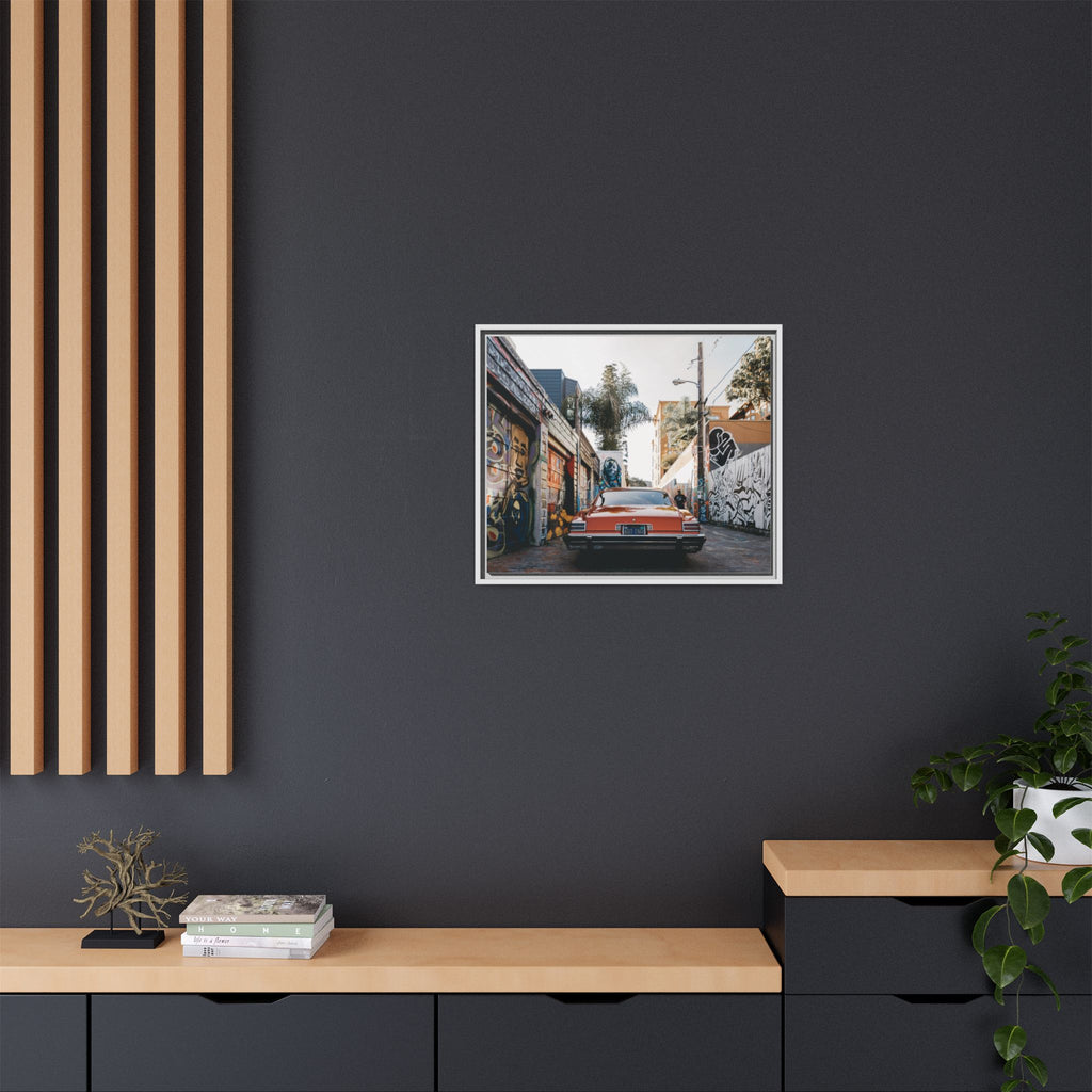 Vintage Chevrolet in Graffiti Alley — Framed Matte Canvas Wall Art