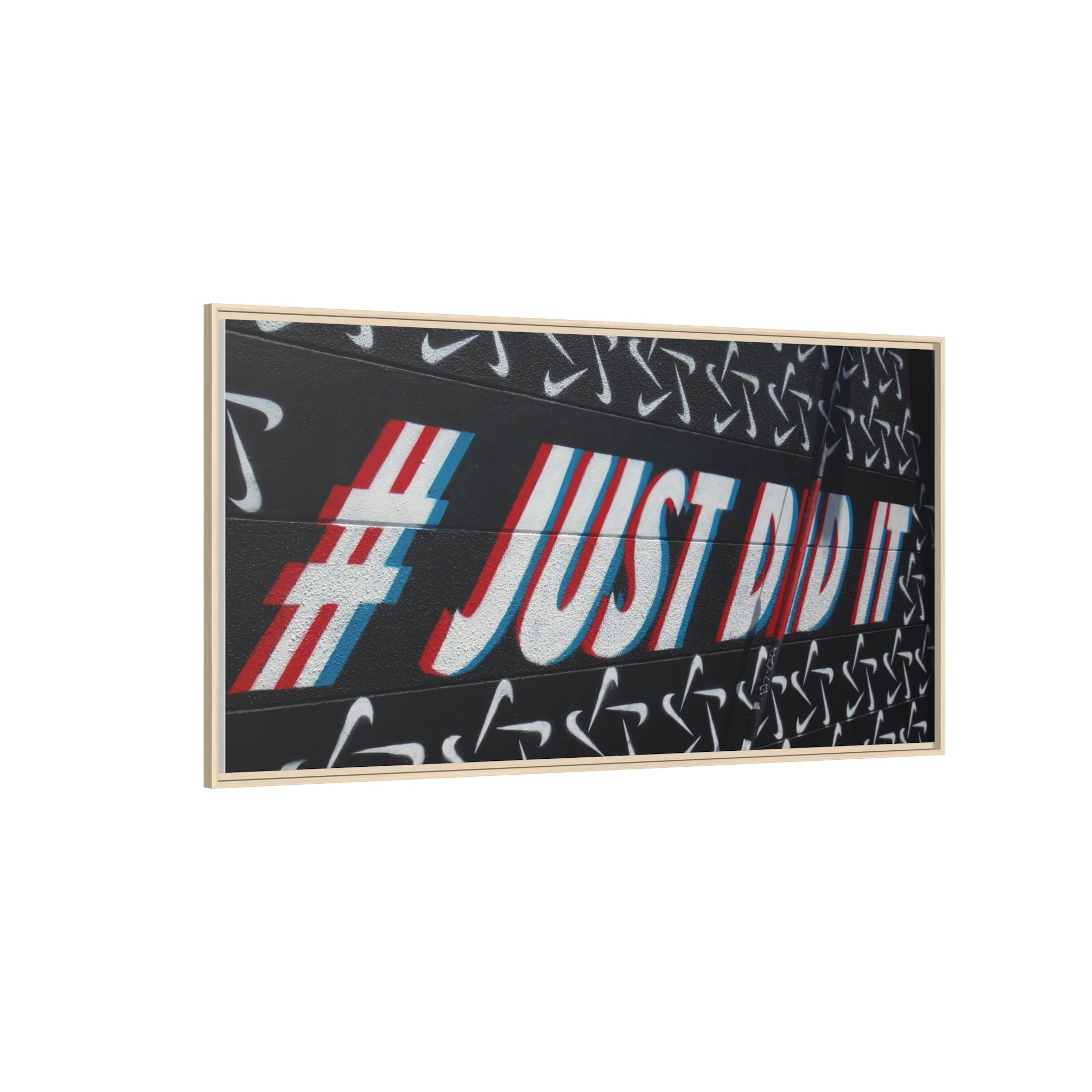 Framed Matte Canvas “#JUST DID IT” Street Art Print