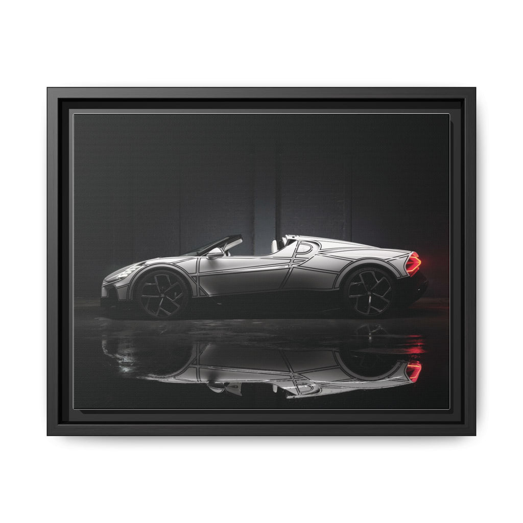 Framed Matte Canvas: Sleek Sports Car Reflection Wall Art