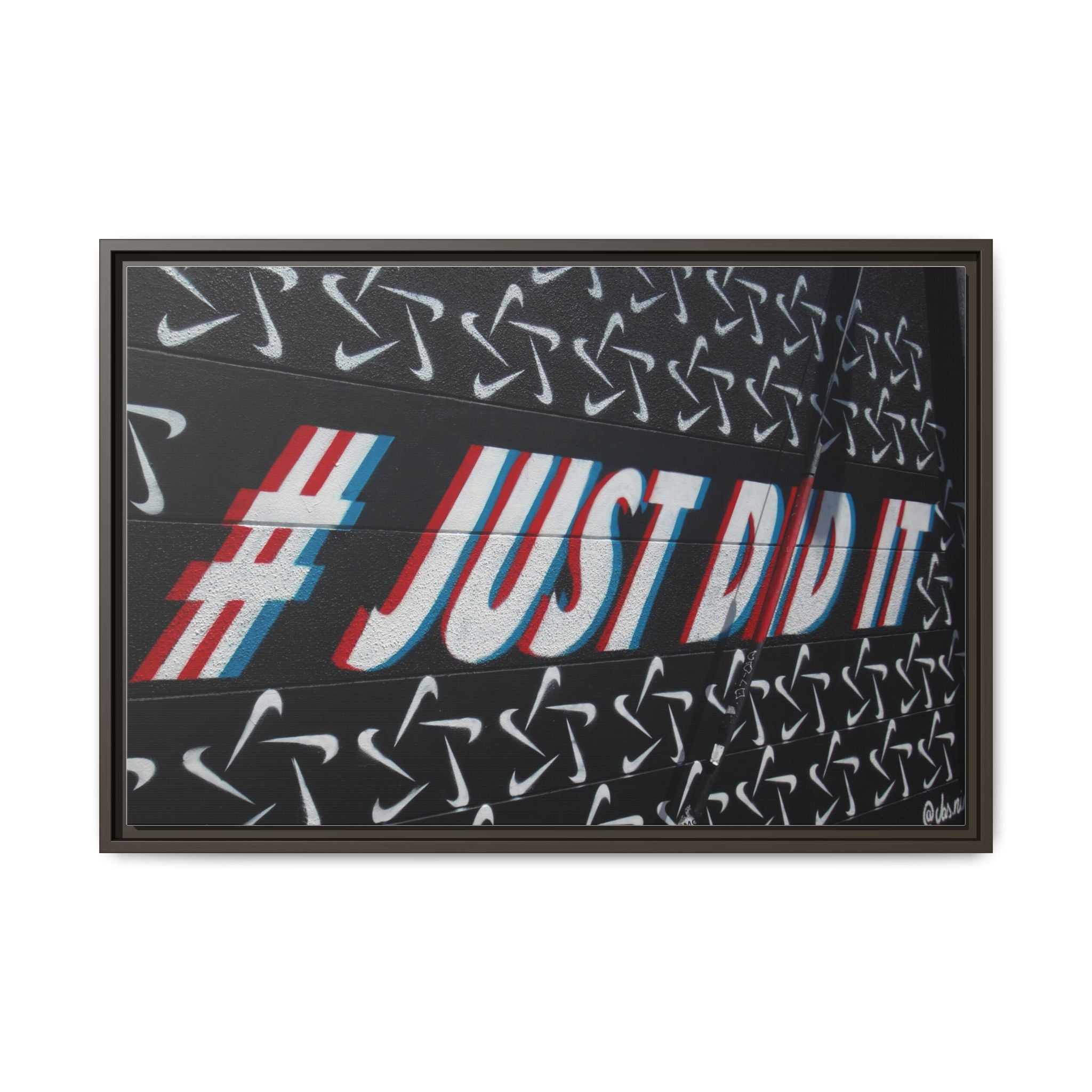 Framed Matte Canvas “#JUST DID IT” Street Art Print